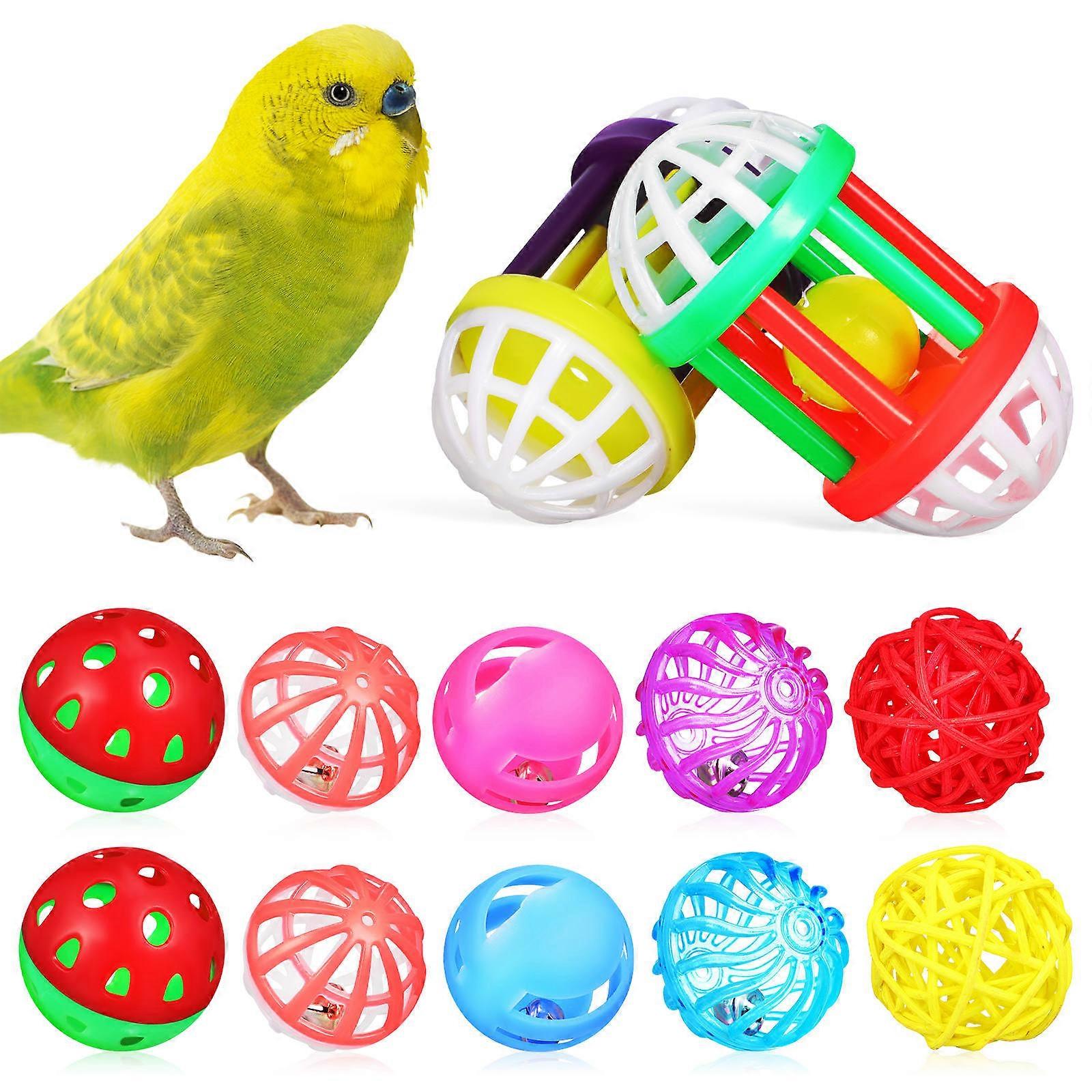 Plastic Bird Toys Foraging Balls for Chewing Training 60Pcs Assorted