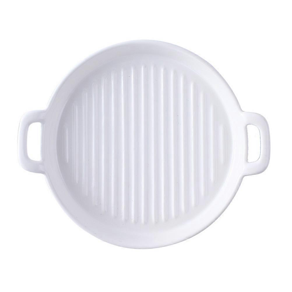 Food Holder Ceramic Plate for Kitchen Use 4Pcs White Set