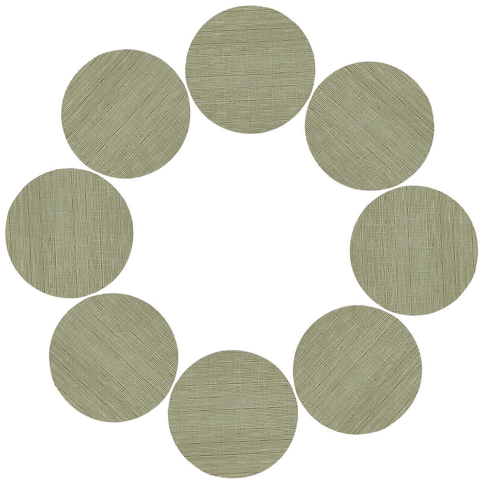 PVC Round Placemats Table Rustic Braided Mat for Party 24Pcs Green