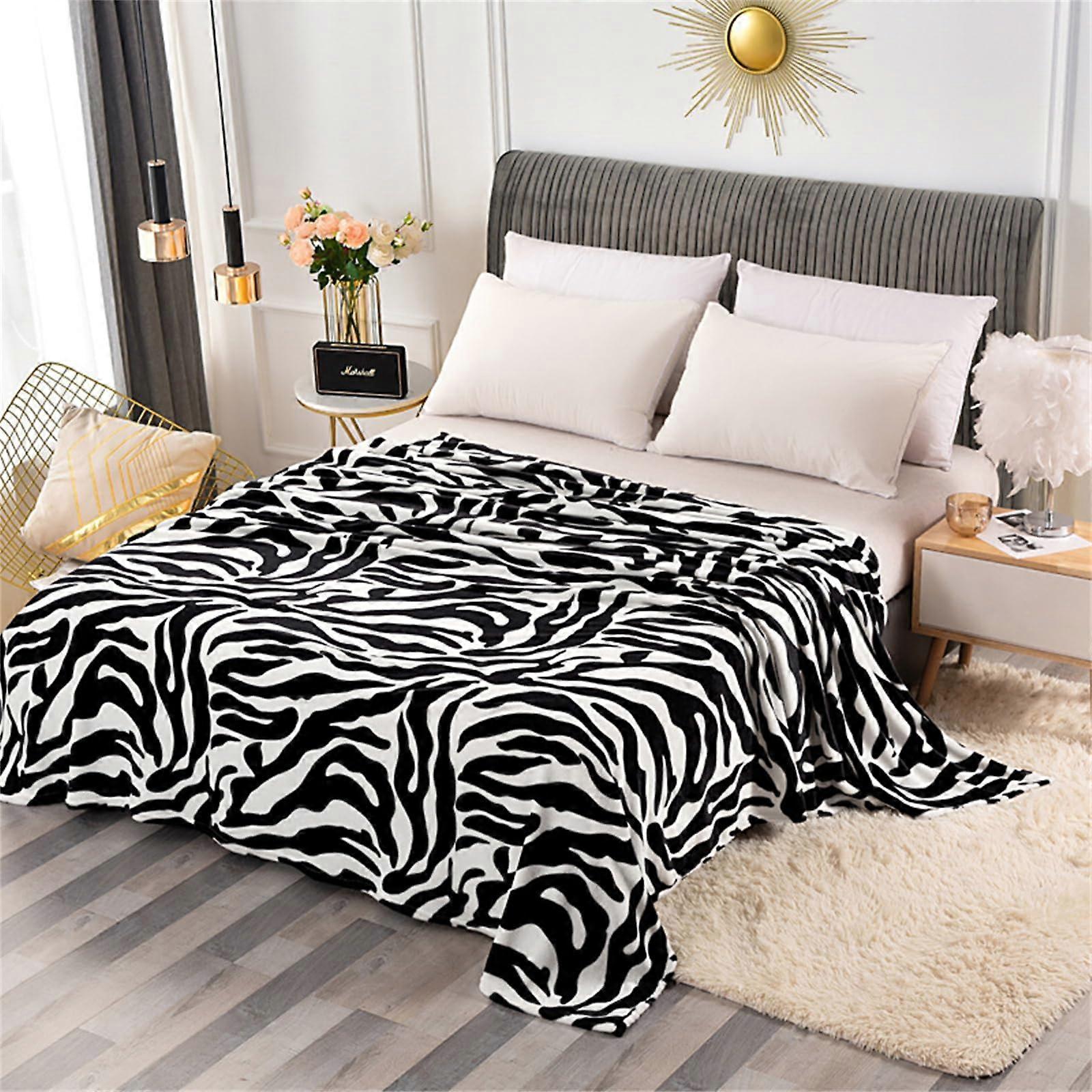 Blankets and Throws for Sofa Beds Soft Warm Fleece Throw Blanket 120x200 cm Zebra Print for Kids and Adults