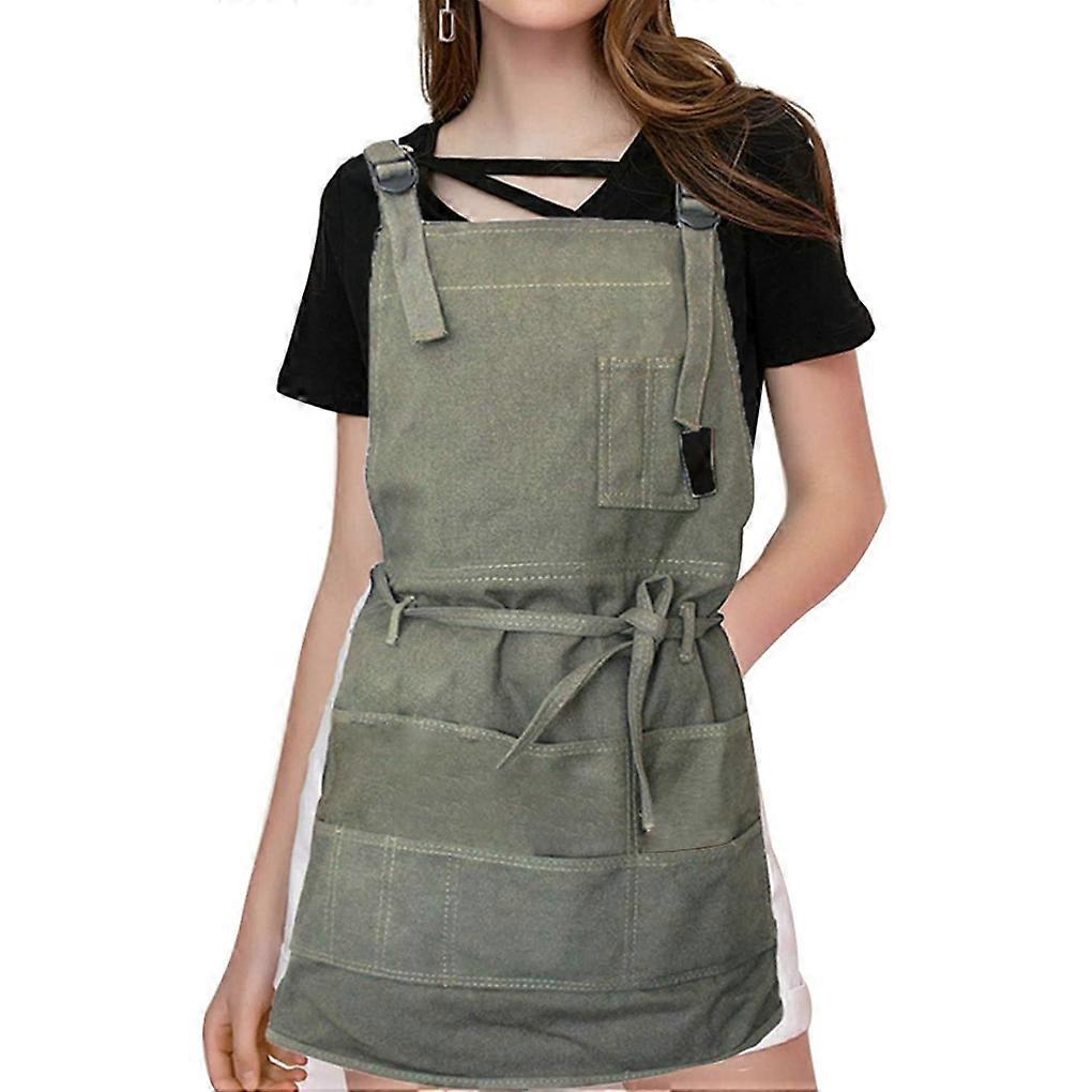 Adjustable Artist Apron With Multiple Pockets Wide Coverage And Durable Painter Unisex Canvas
