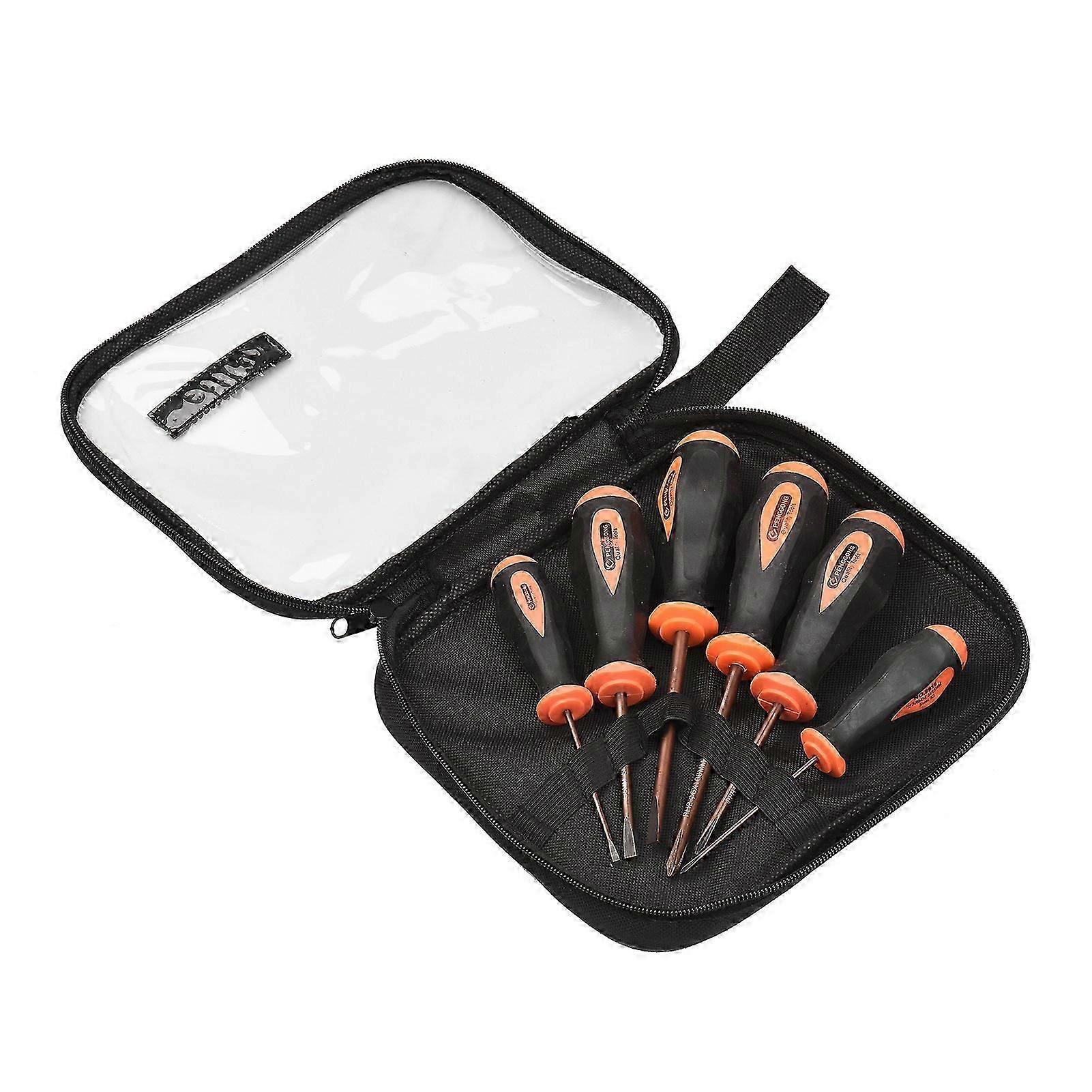 6-piece screwdriver set comes with a tool kit, made of S2 alloy steel