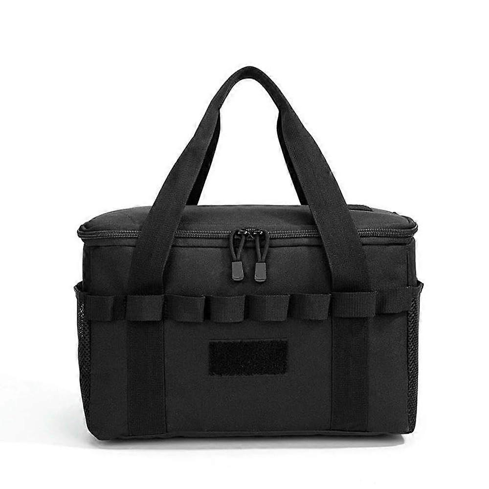 Large Capacity Outdoor Tableware Storage Waterproof Picnic Utensil Organizer For Camping Cookware, Black, One Size
