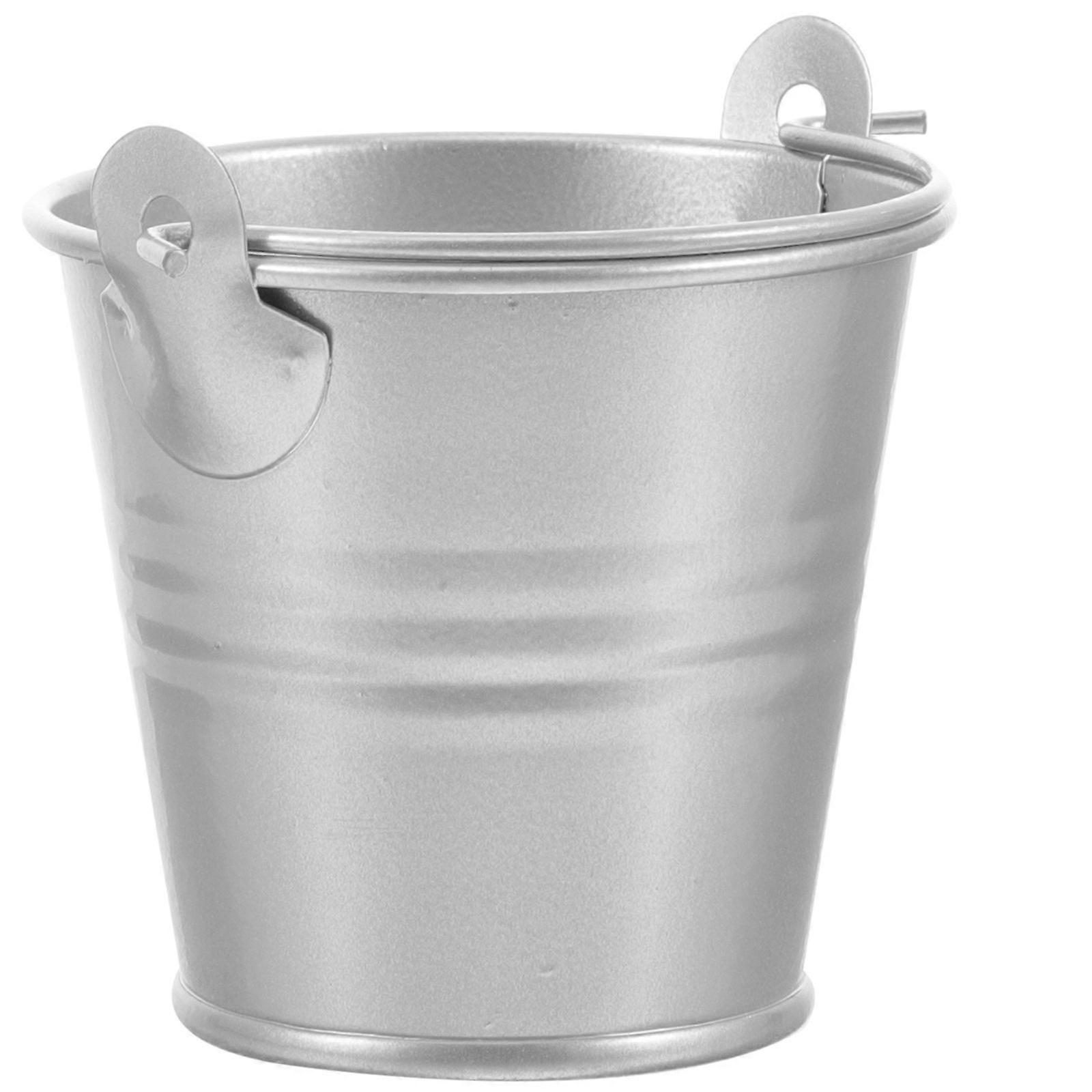 Portable Silver Iron Flower Bucket for Storage 3Pcs Multi-Functional Buckets