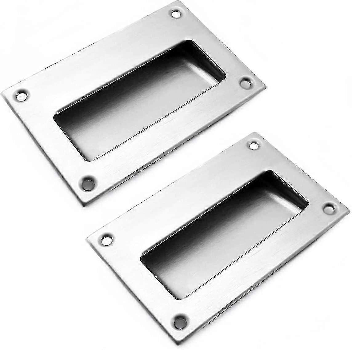 2 Pack Modern Stainless Steel Door Handle Hidden Recessed Cabinet Pull Drawer Built in Hardware 128x83mm