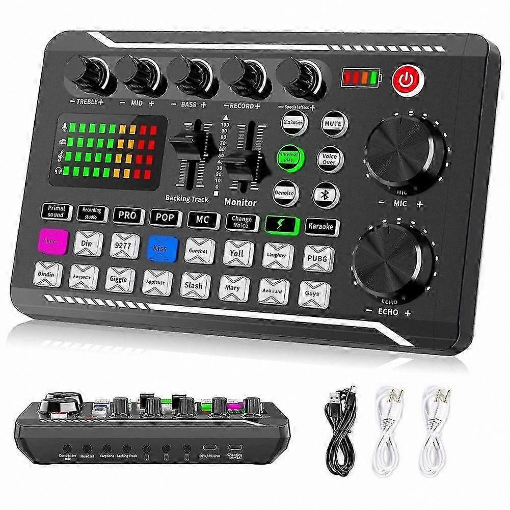 Live Sound Card Audio Mixer for Podcasting, Voice Changer Compatible with Microphone Karaoke Setup