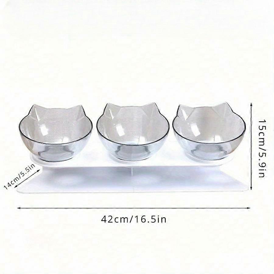 Three in one ergonomic pet bowl set with tilt design and high stand - neck protection, durable PP material