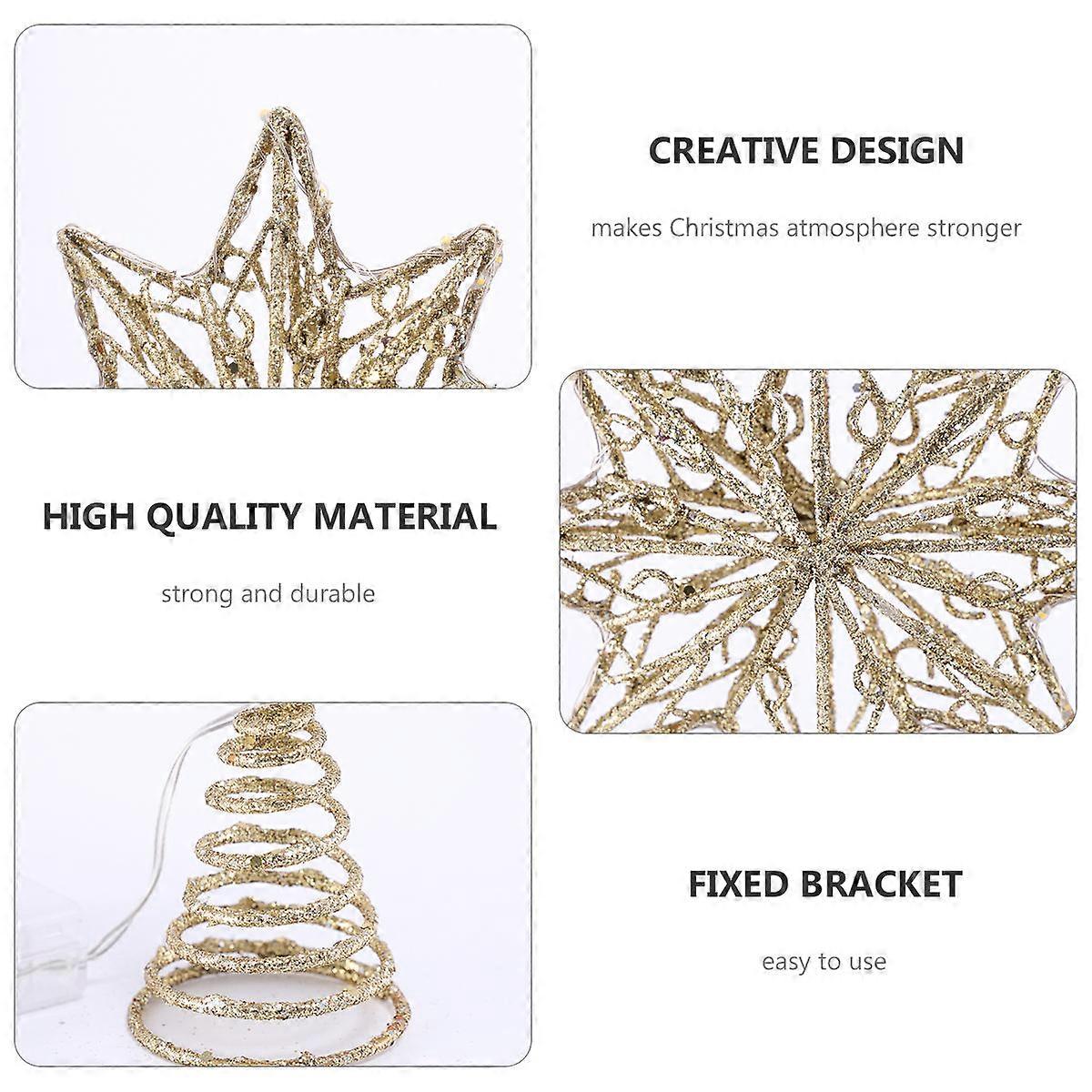 Christmas Tree Topper Golden Star Tree Topper for Decoration Eight Pointed Star Light