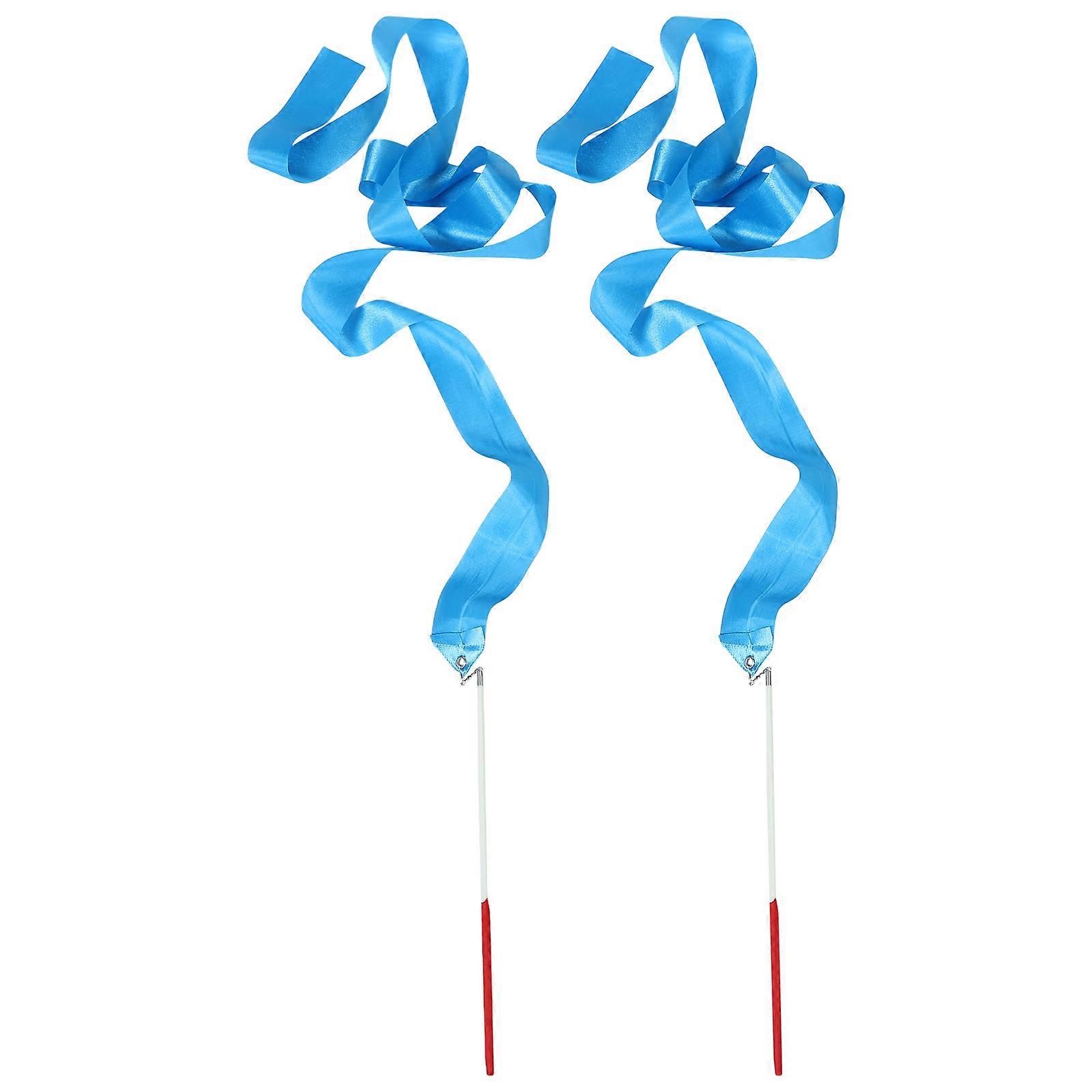 Dance Performance Ribbon Gymnastics Ribbon for Daily Use 2Pcs Sky- and Satin