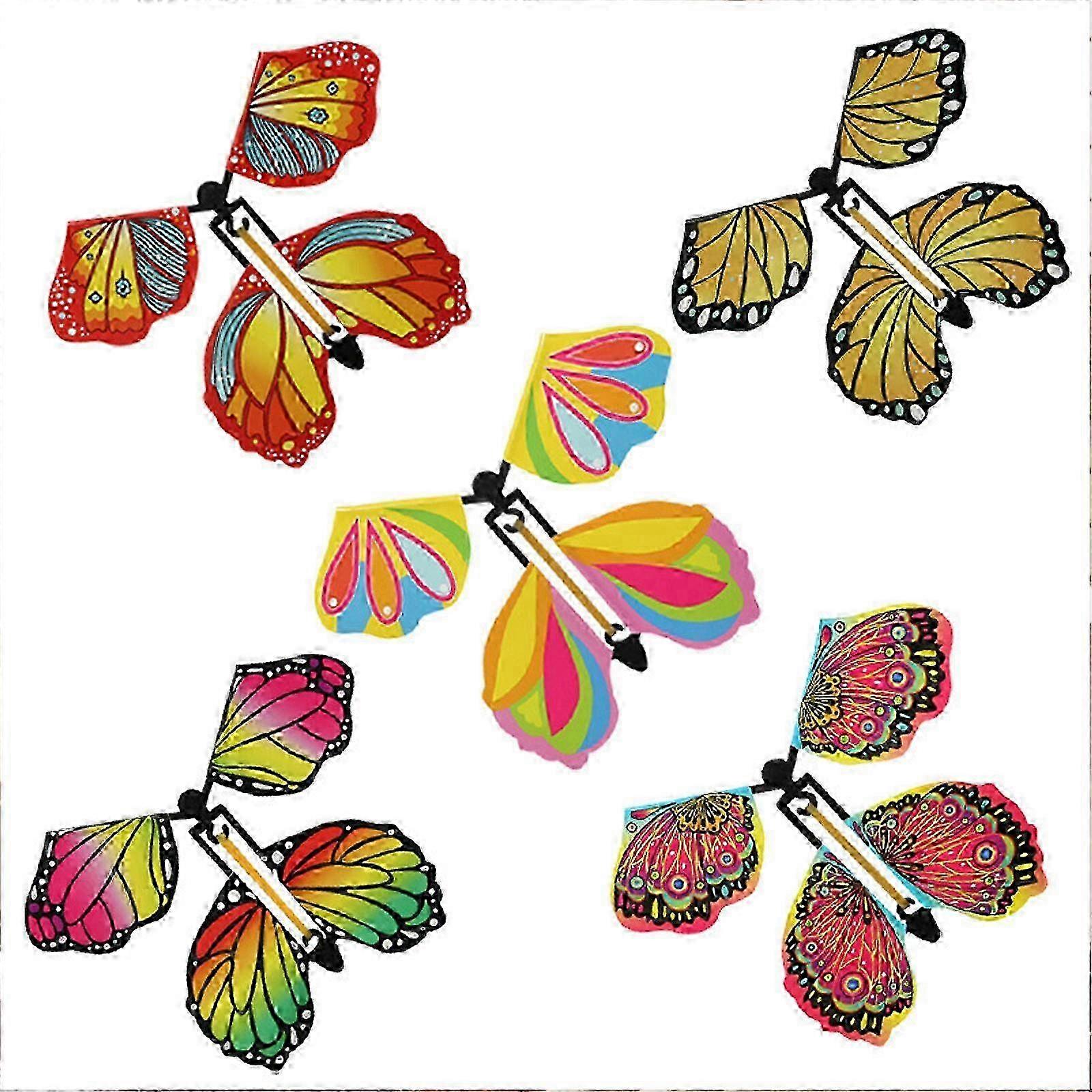 Colorful Flying Butterfly Clockwork Toy-Party Favor Set of 5 miao8