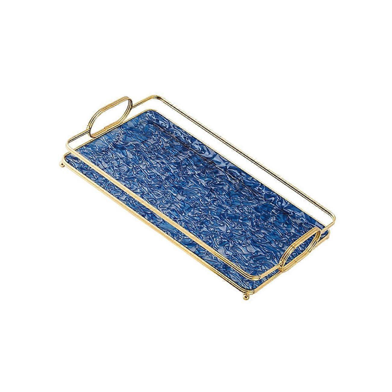 Decorative Rectangle Container Serving Tray for Toiletries Tea Set Snacks Blue