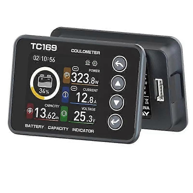 TC169 High Precision Coulombmeter DC6-60V Lithium Battery Capacity Tester Indicator Color Screen Pow