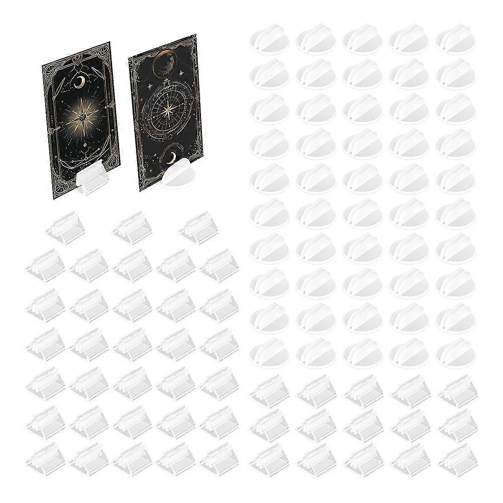 Card Stand - 98 PCS Clear Plastic Photo Holders for Tables, Versatile Place Card Holders for Table Number, Board Game