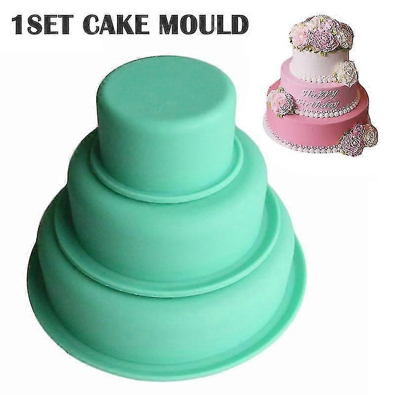 3 Pcs/set Platinum Silicone High Temperature Resistance 3 Layer Round Cake Mold