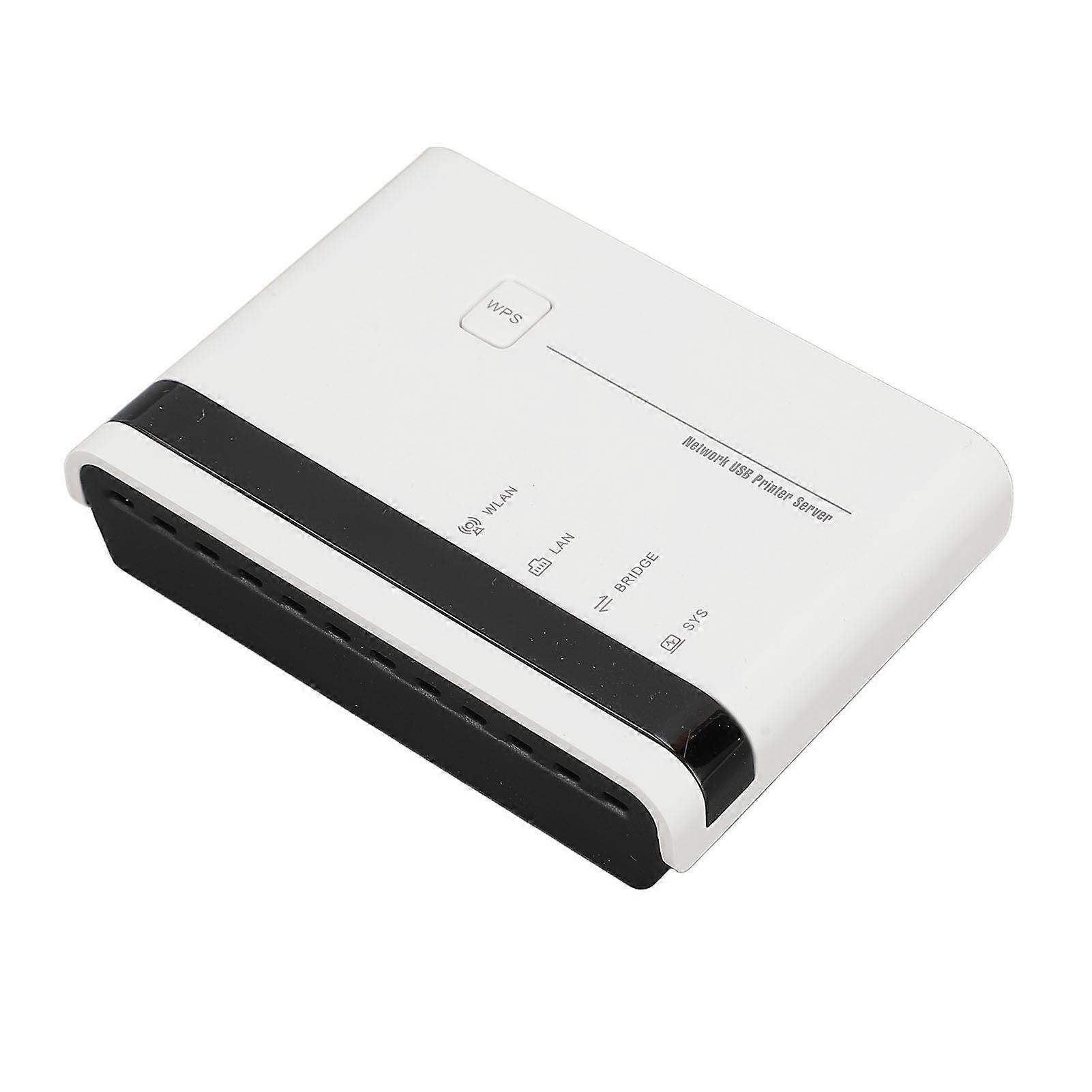 USB2.0 Printer Server with 10/100Mbps LAN Interface 2.4GHz Wireless Wired Network Print Server for Home and Office EU Plug 100-240V 