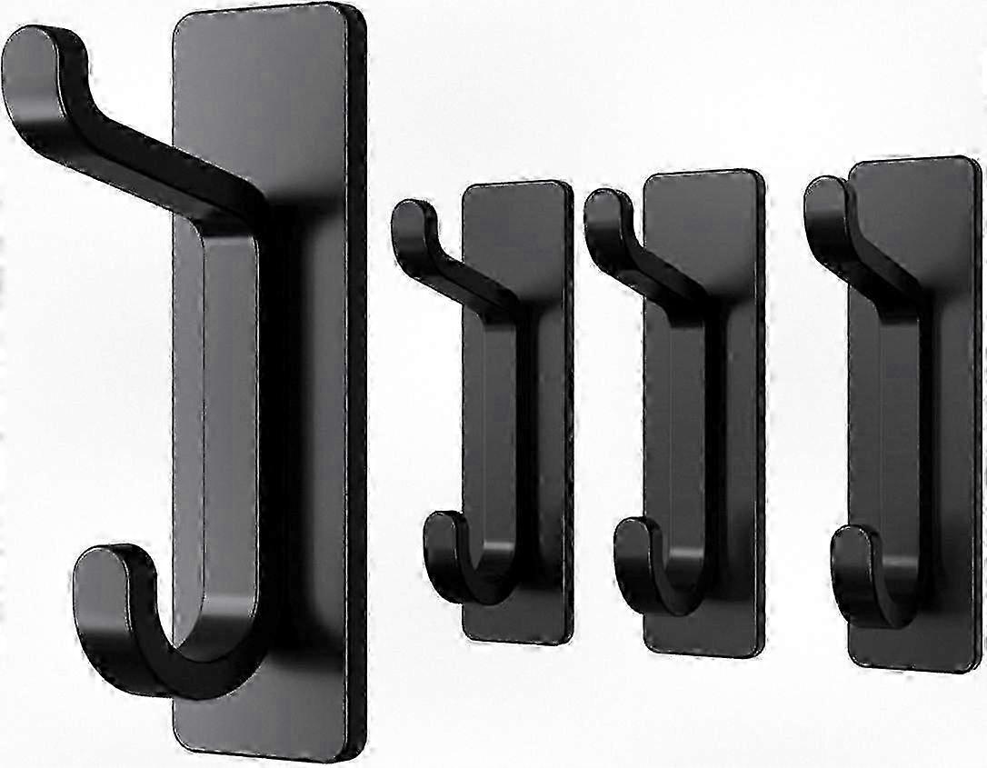 Matte Black Wall Mounted Self-Adhesive Hanger for Towels, Coats, Clothes, Purses, Hats, Keys, Extra Sticky Holder for Various Uses