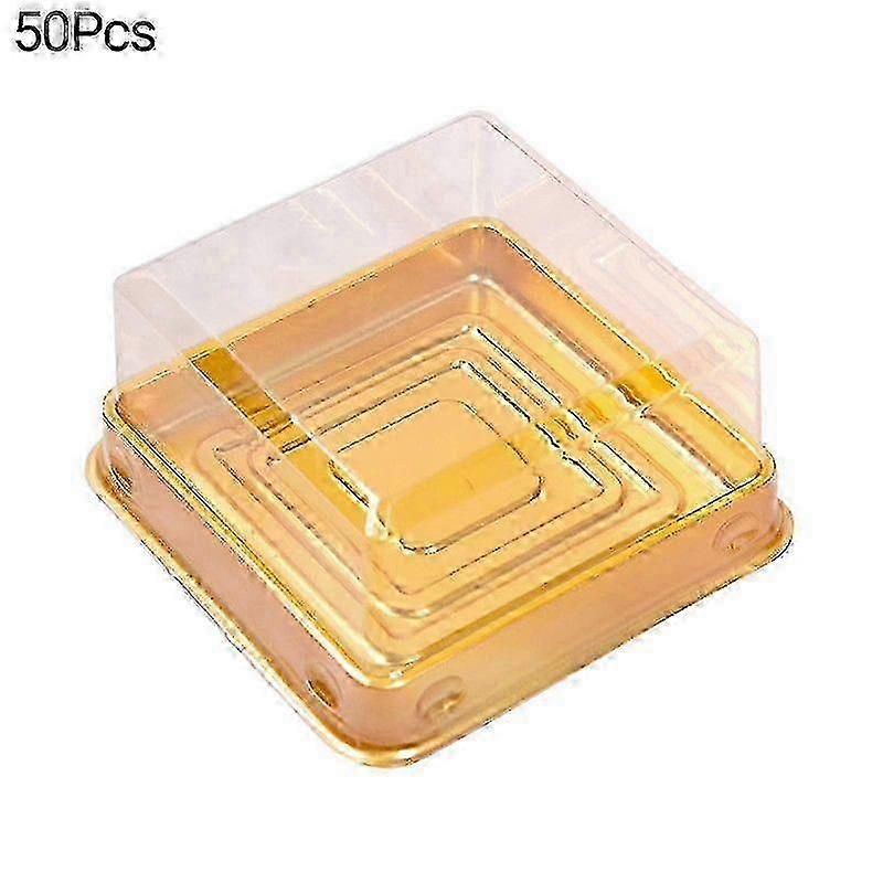 50pcs 100g Moon Cake Boxes - Square Shaped Plastic Egg Yolk Pastry Boxes for Festivals