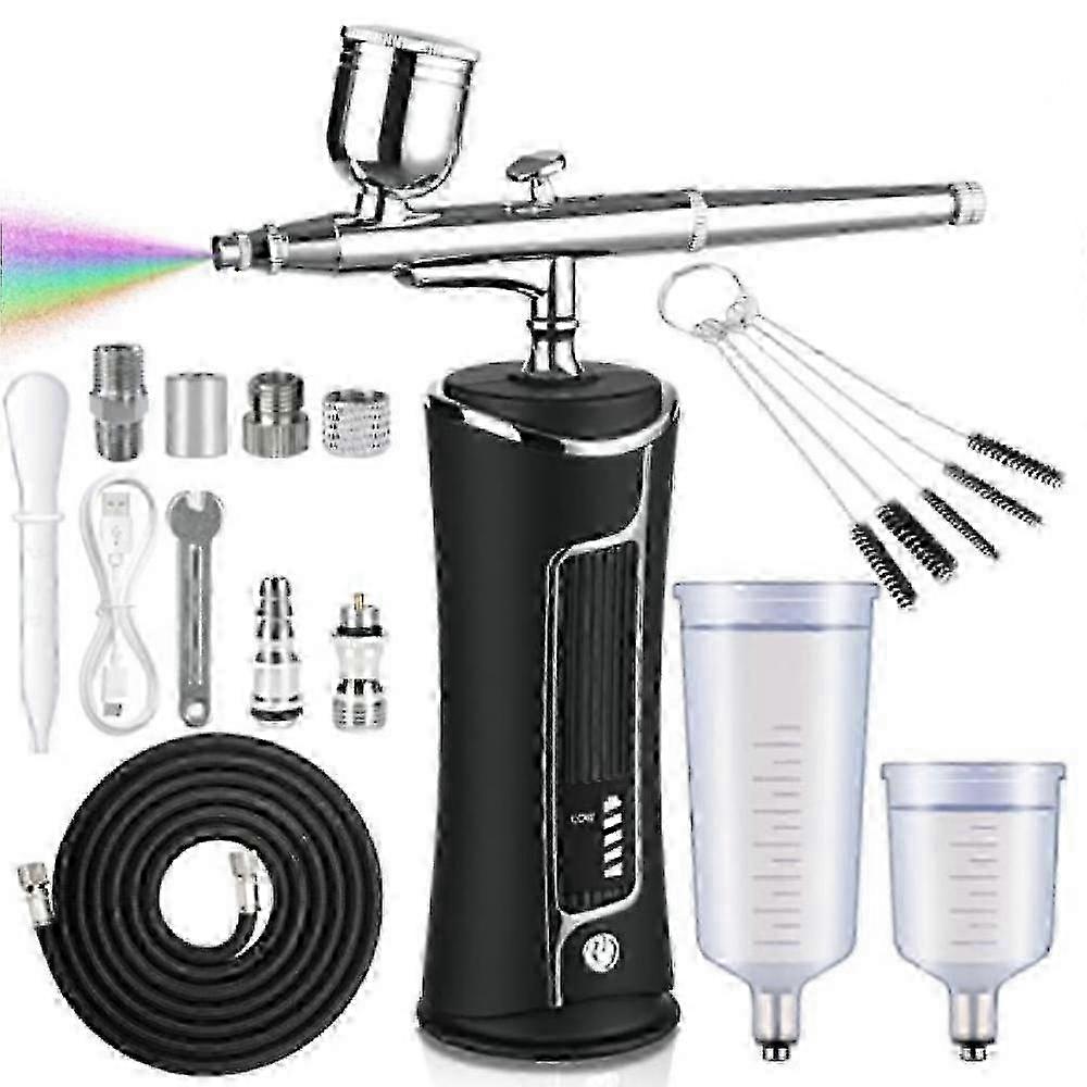 Fascinated Airbrush Cordless kit with Compressor Display, Adjustable Pressure Modes of High/Middle/Low