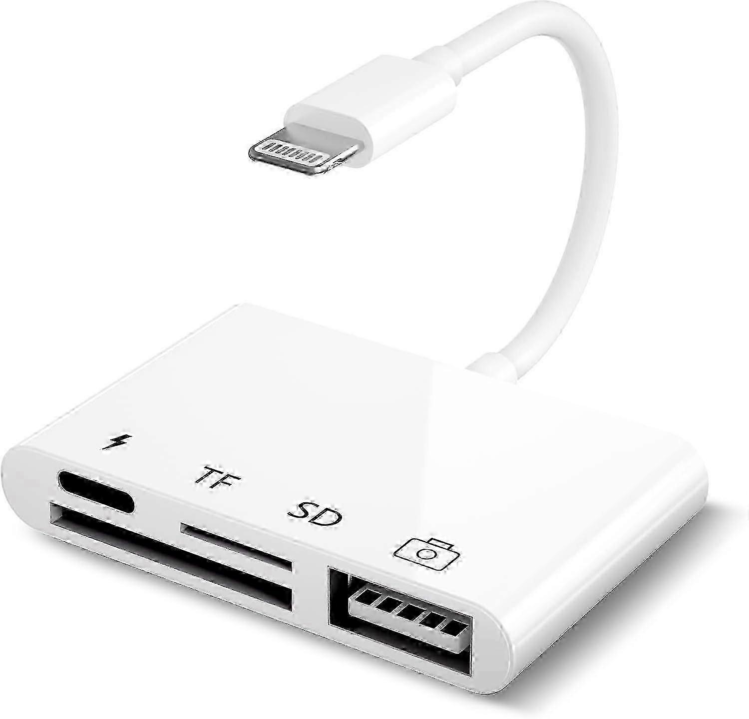 iPhone SD TF Card Reader 4 in 1 iPhone USB Camera Connection Kit, iPhone USB Camera Adapter with Charging Port for iPhone iPad Support USB Flash Drive