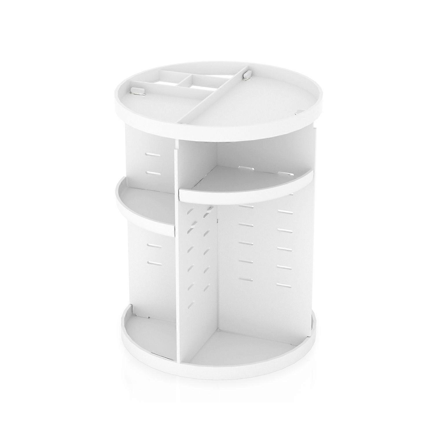 360 Degree Rotatable Make-Up Organizer in White - Cosmetic Storage Box for Jewelry Accessories Makeup and Skin Care Products