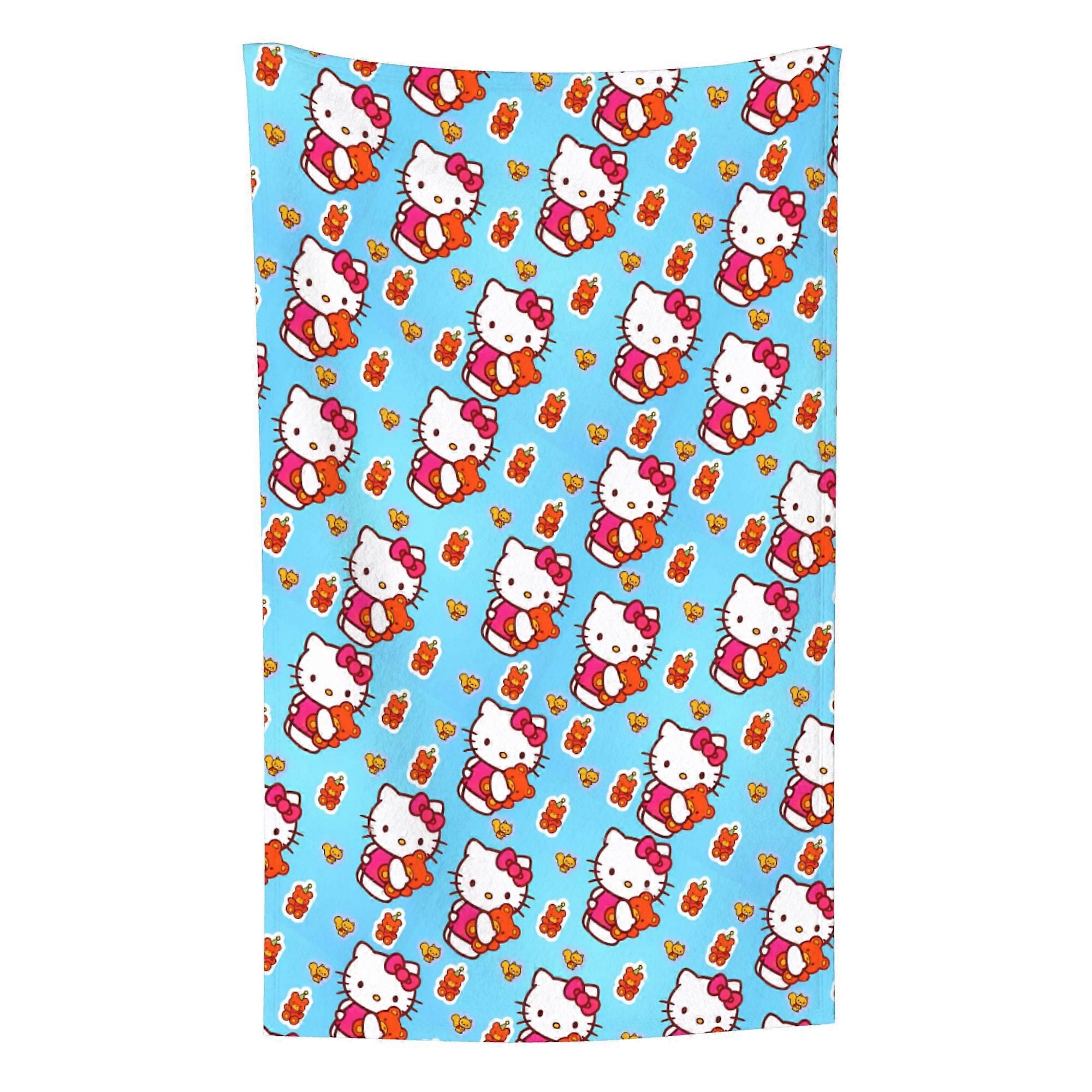 Hello Kitty Pattern Lightweight Soft Flannel Blanket Suitable for Cat Lovers Sofa Living Room Comfortable Plush Blanket 32x48in (Vertical)