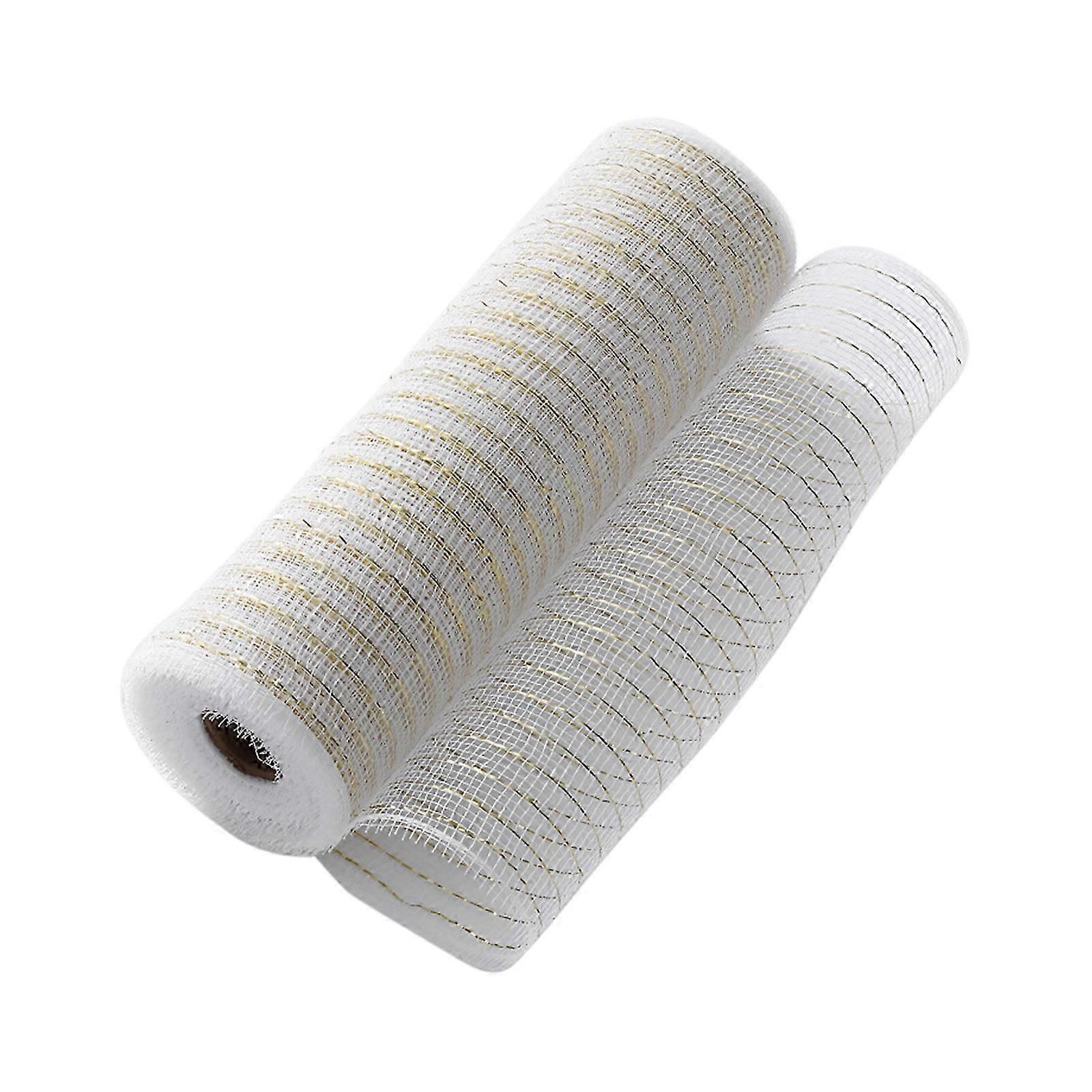 铂金 26 厘米/10 码金银圣诞花环网 DIY 圣诞树丝带装饰圣诞礼品包装丝带