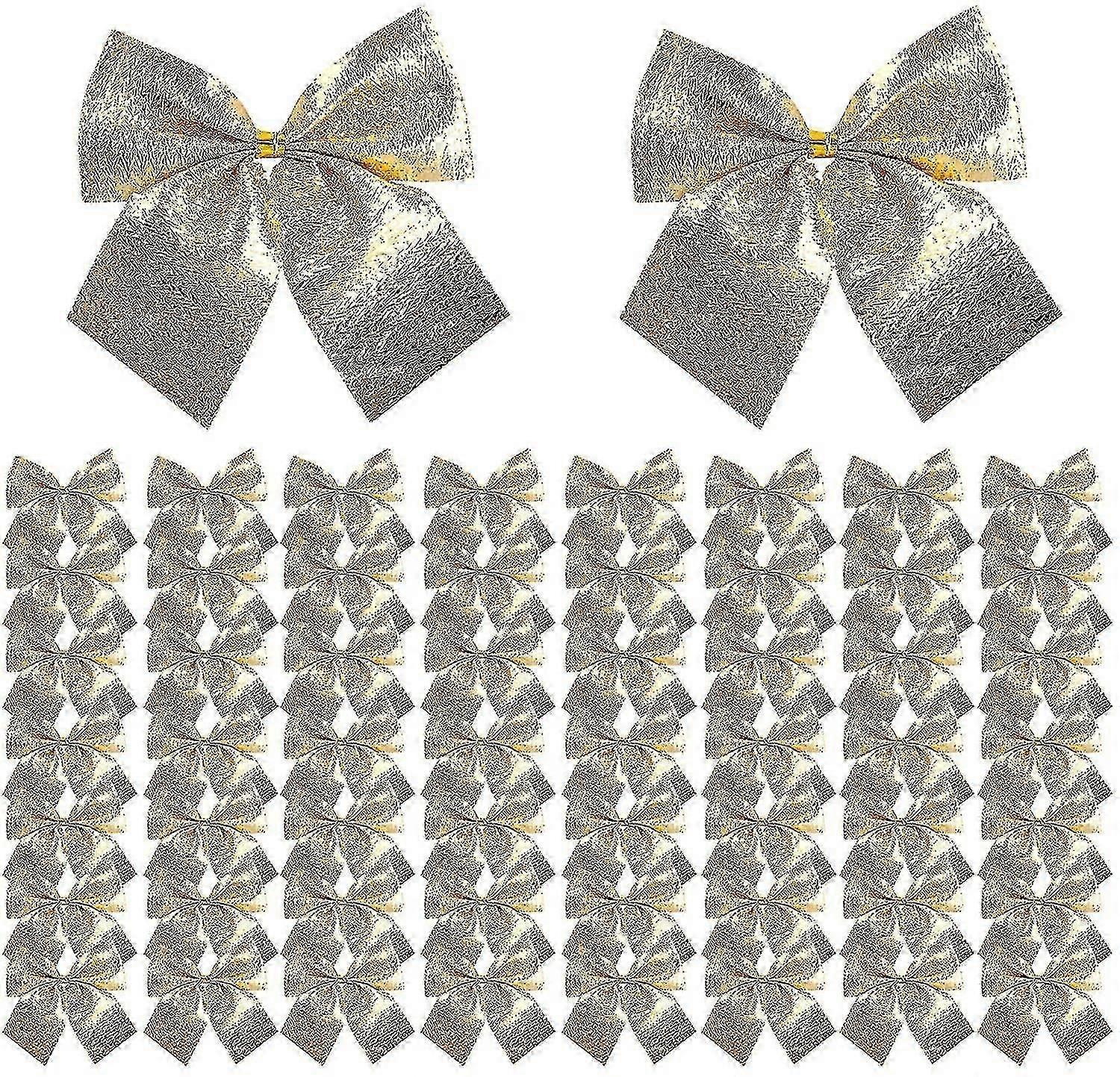 120 件圣诞蝴蝶结，圣诞丝带蝴蝶结迷你圣诞树蝴蝶结