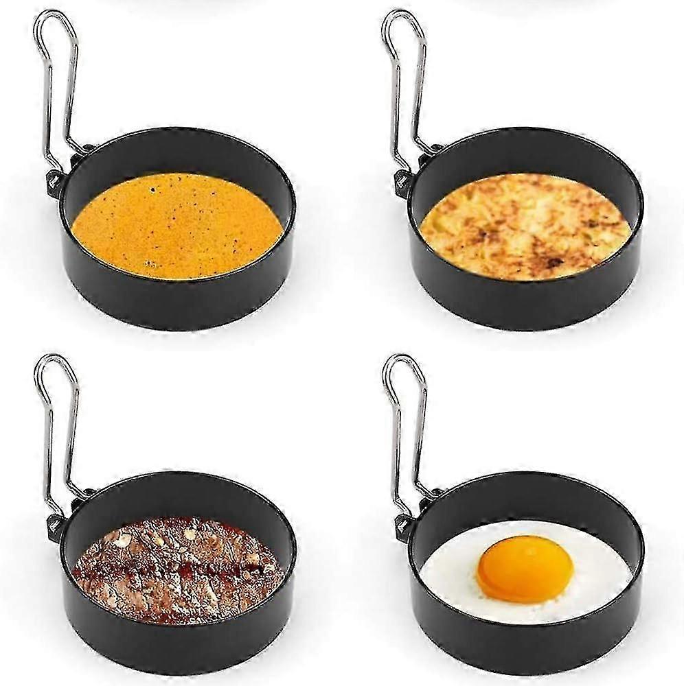 4 Piece Rostfritt Stål Äggring Stekt Äggform Rund Pocherat Ägg För Stekta Ägg Äggrullar Biffar Pannkakor Stekt Ägg Pannkaka Form