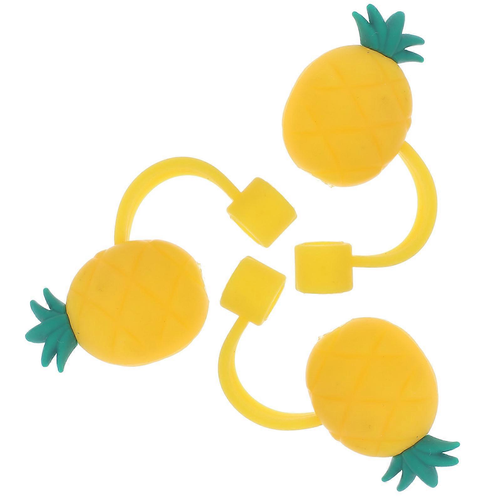 Yellow Straw Cover Silicone Straw Caps for Drinking 3Pcs Set
