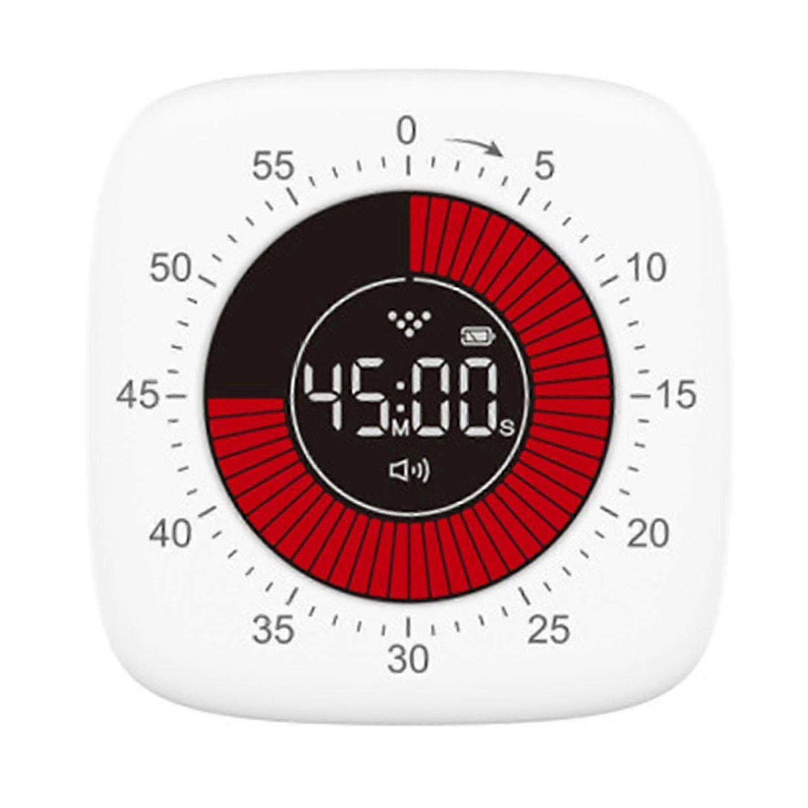 Digital Visual Timer Rechargeable 60 Minute Countdown Kids Study Desk Silent Clock White 2025