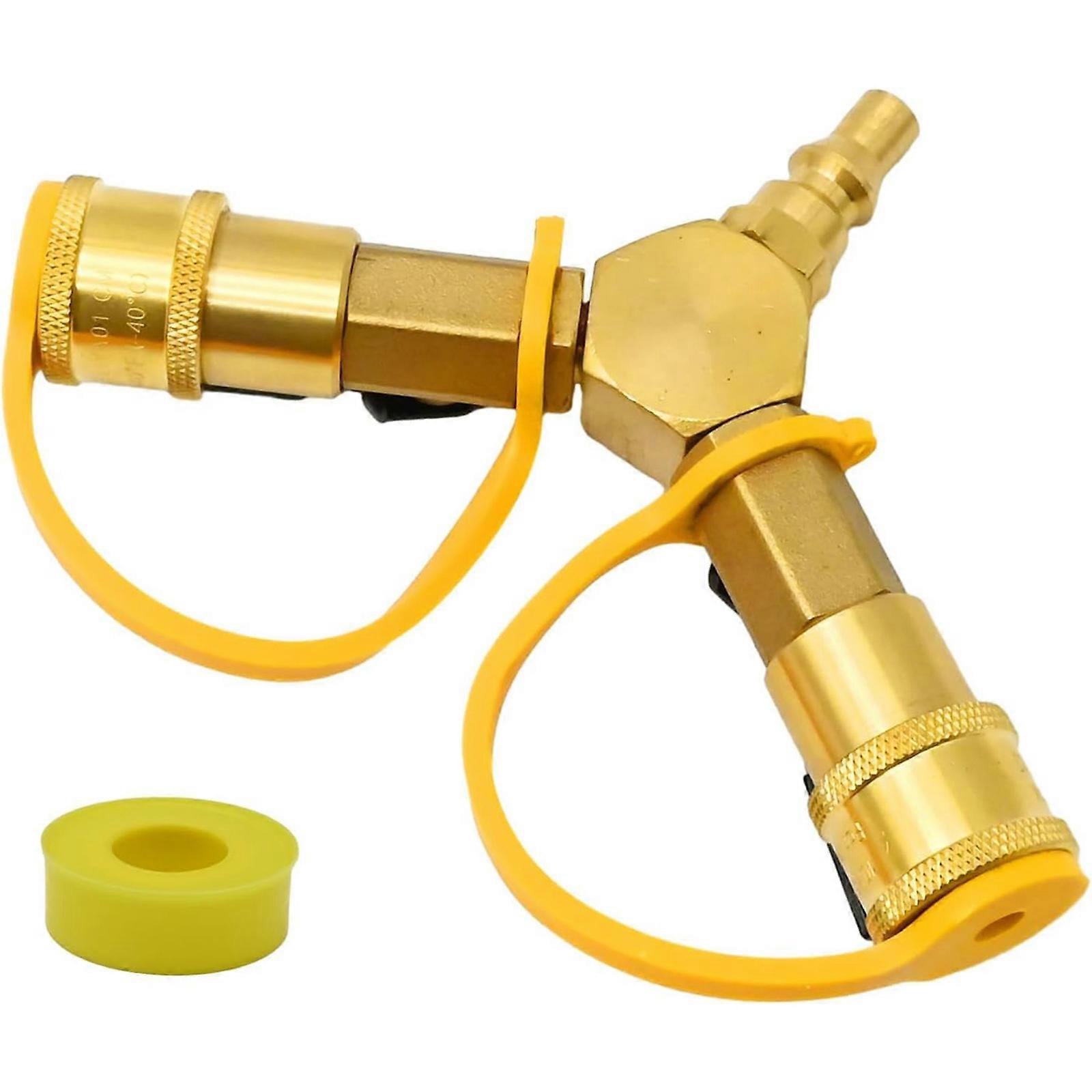 Propanes Y Splitters Quick Releases Adapter with Shutoff Valves 1/4Inch Connection For Camping Grills Accessories Multicolor