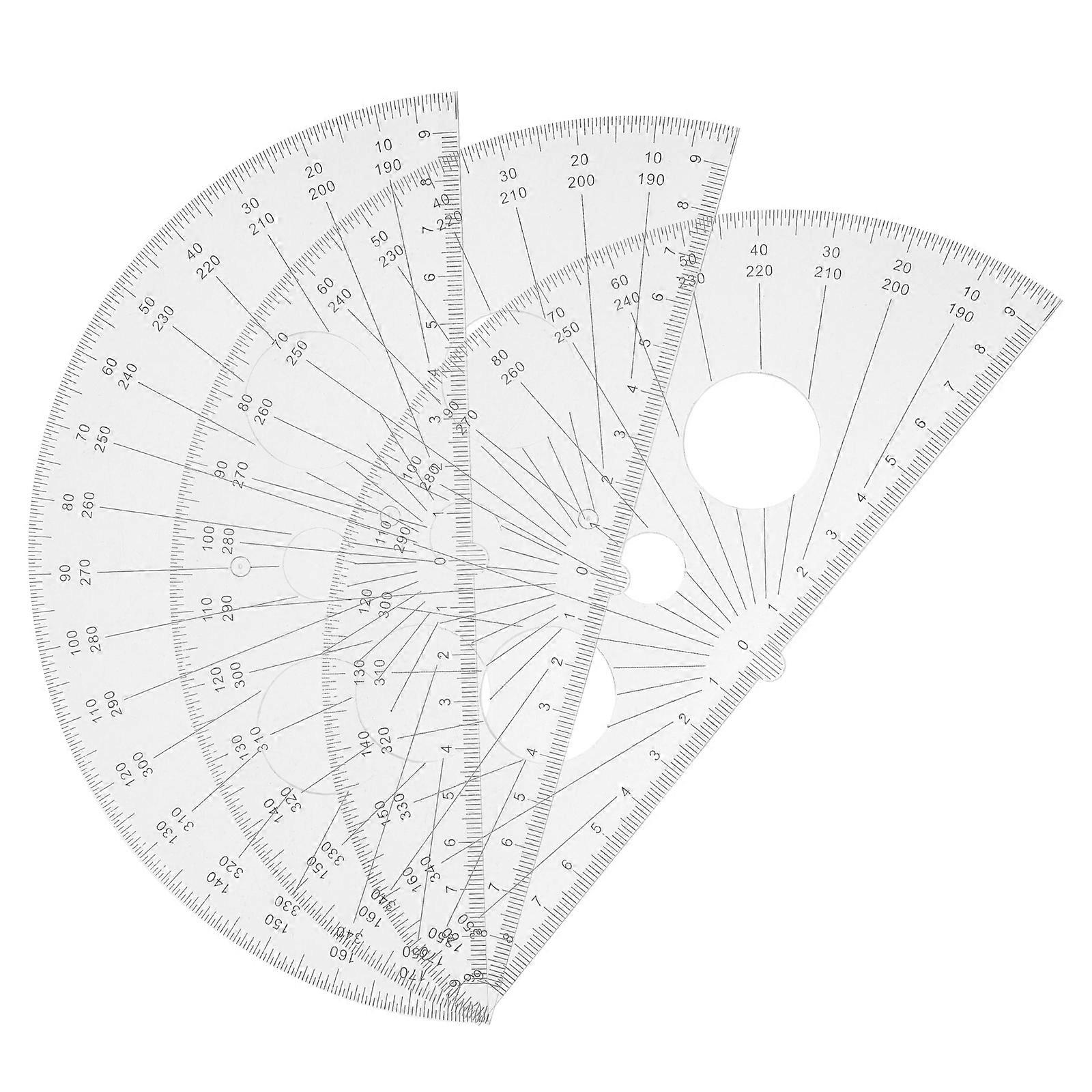 Precision Semi-Circle Protractor Tool for Measuring Use 3Pcs Plastic Set