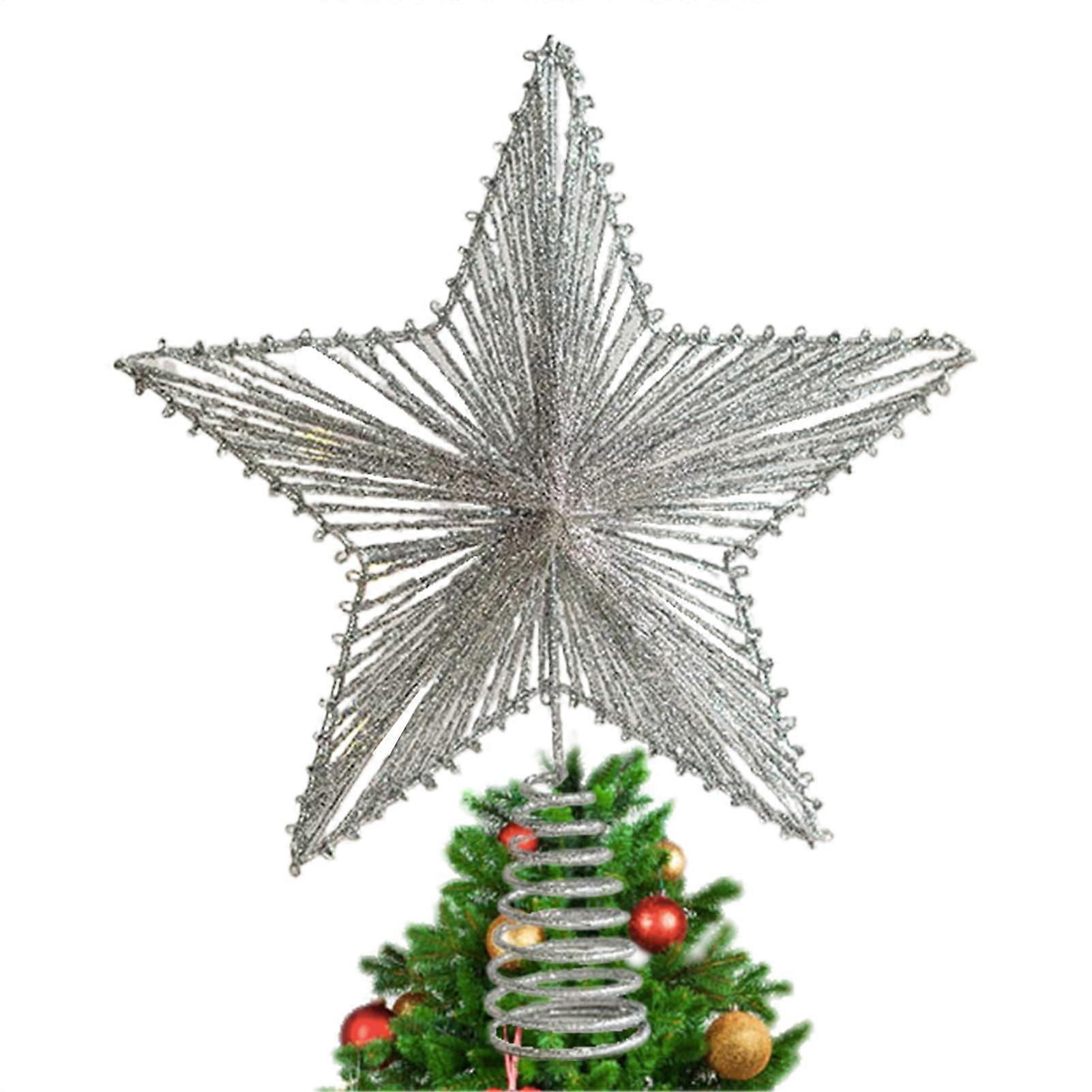 Christmas Tree Topper Star with Sparkling Silver Finish for Indoor Nativity Display and Rustic Holiday Decor