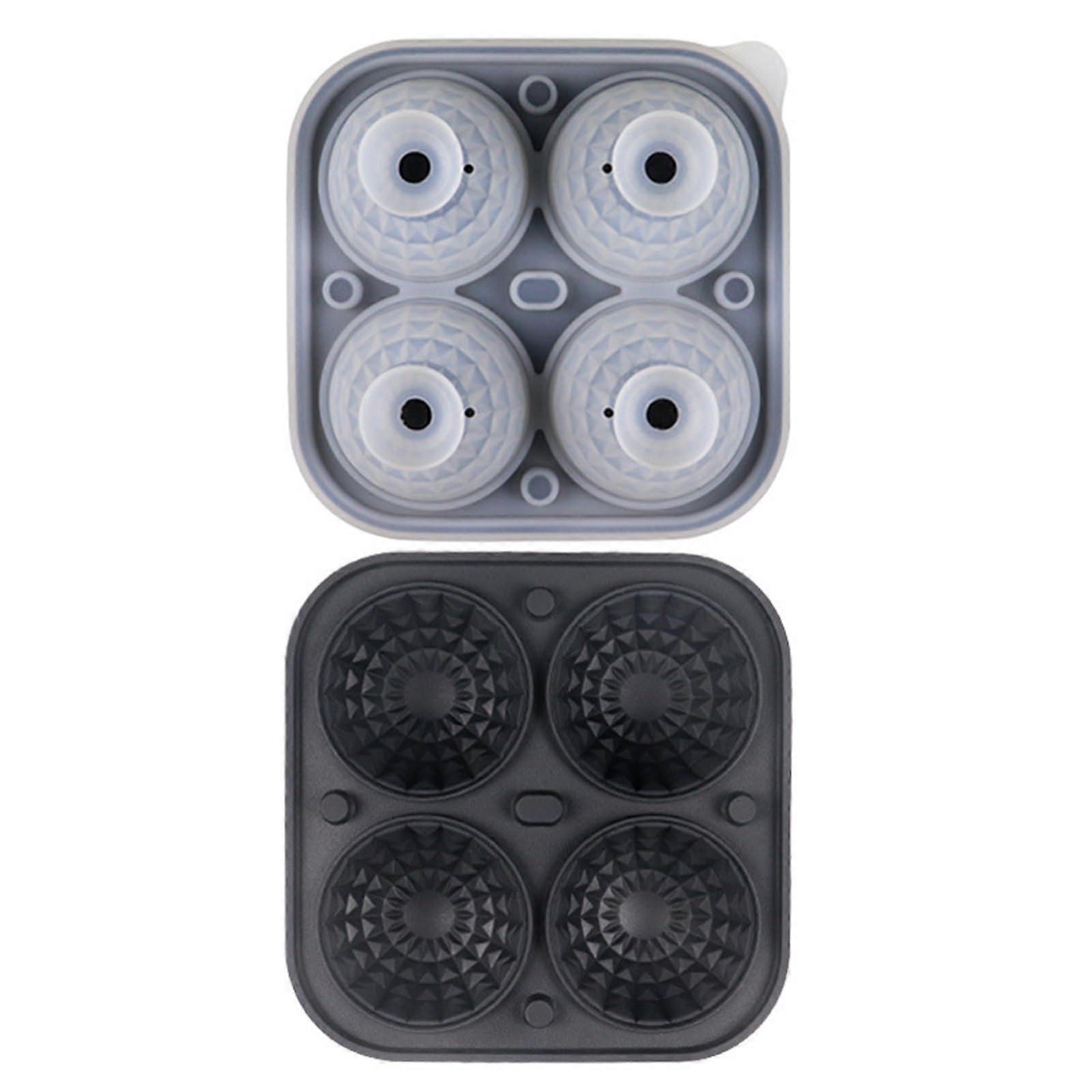 Ice Cube Tray Set with 4 Silicone Molds Square and Round for Whiskey and Cocktails