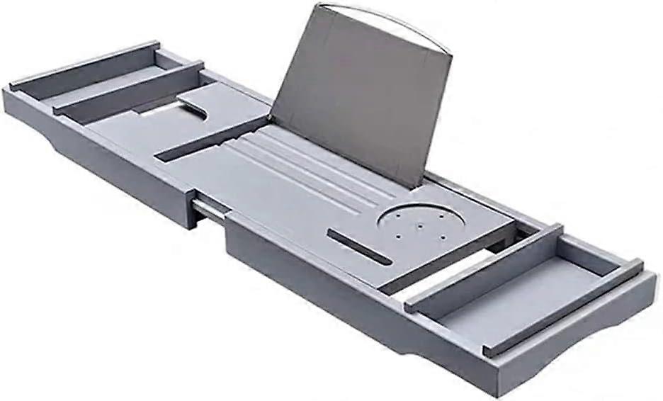 Extendable Bathtub Tray Caddy with Adjustable Shower Shelf and Lap Desk for Bathroom Storage