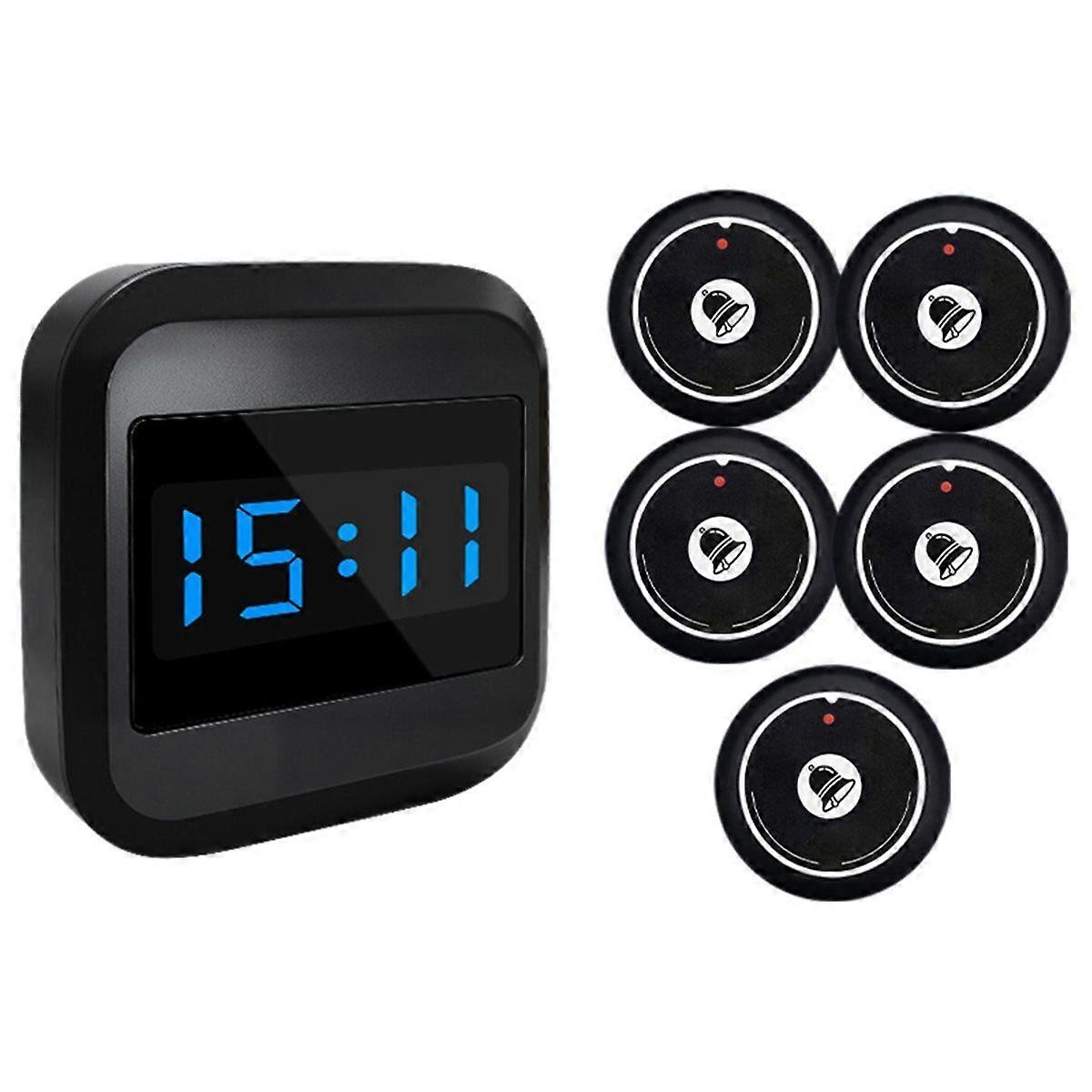 Wireless Doorbell Receiver +5 Pager Button EU Plug