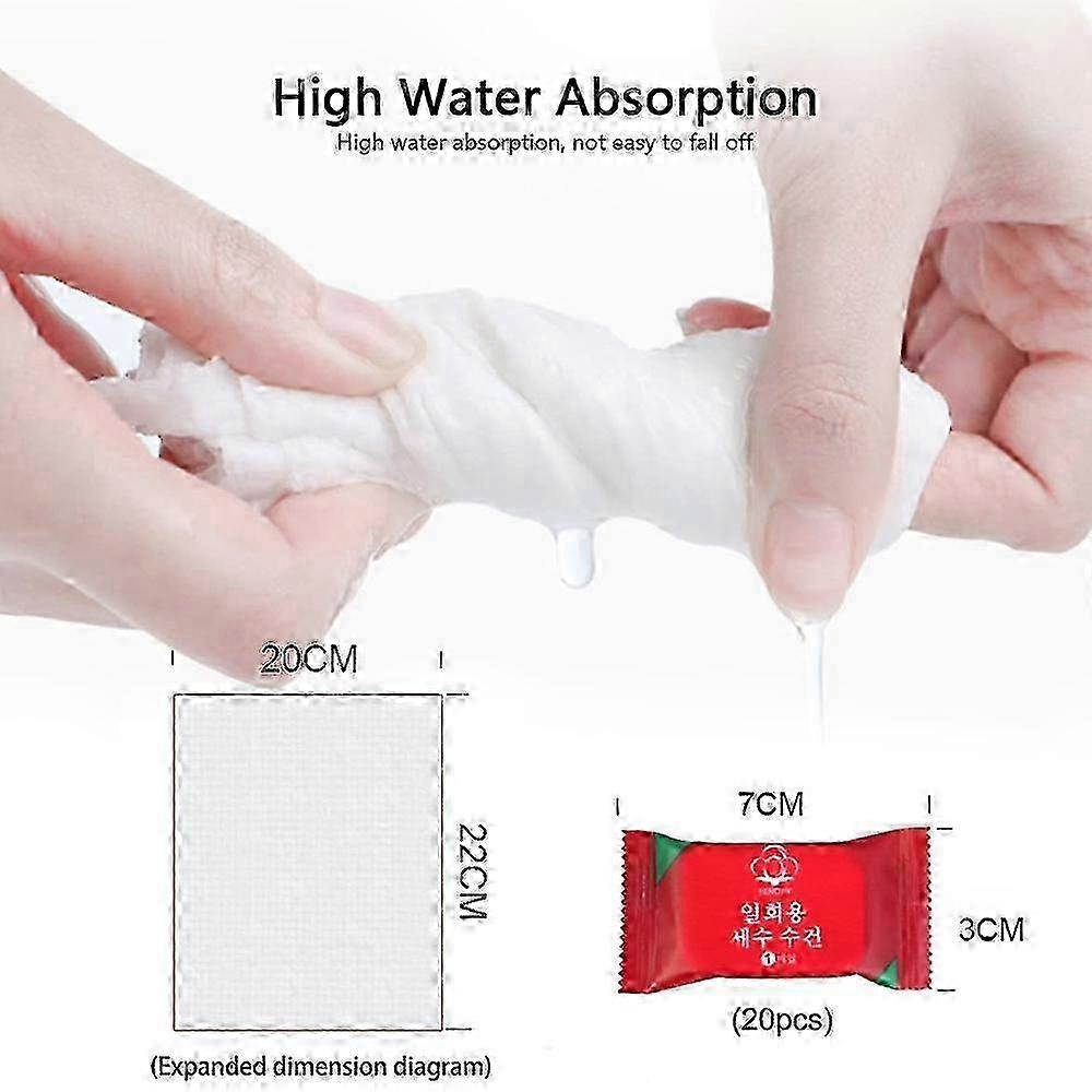f 1 pack of disposable compressed towels -20 square thickened pads for portable thickened facial cleansers