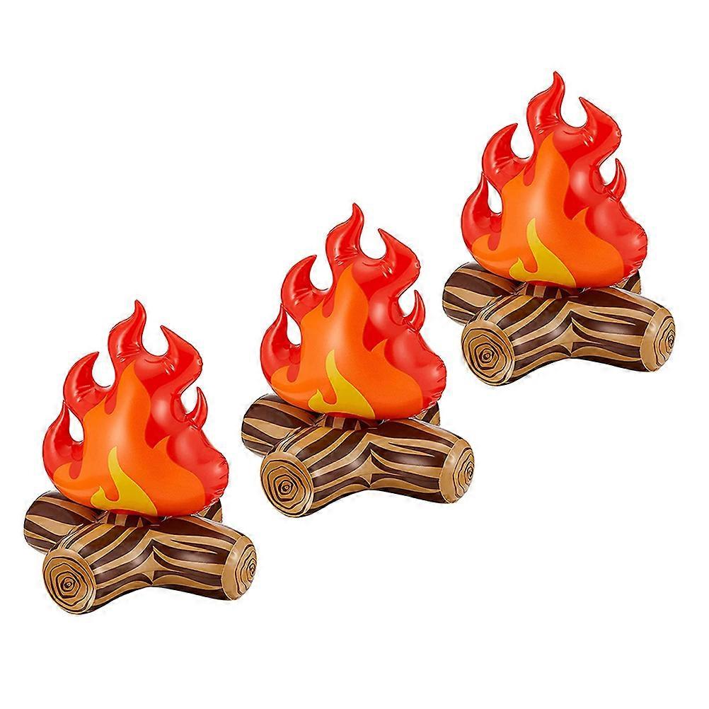 Inflatable Campfire Decoration 3Pcs Realistic Flame Shape Camping Accessories Red Durable PVC Props