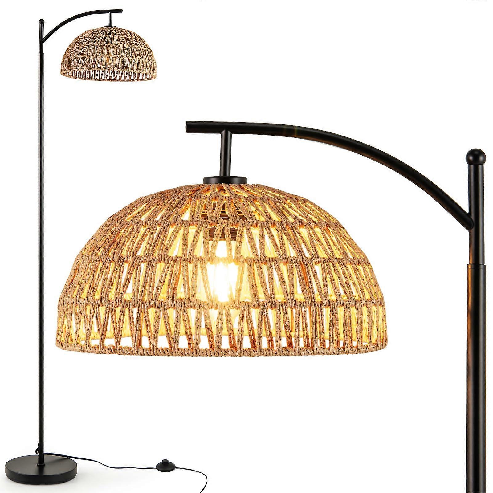 Arc Floor Lamp 63 Inch Boho Standing Light with Foot Switch and E26 Socket for Living Room