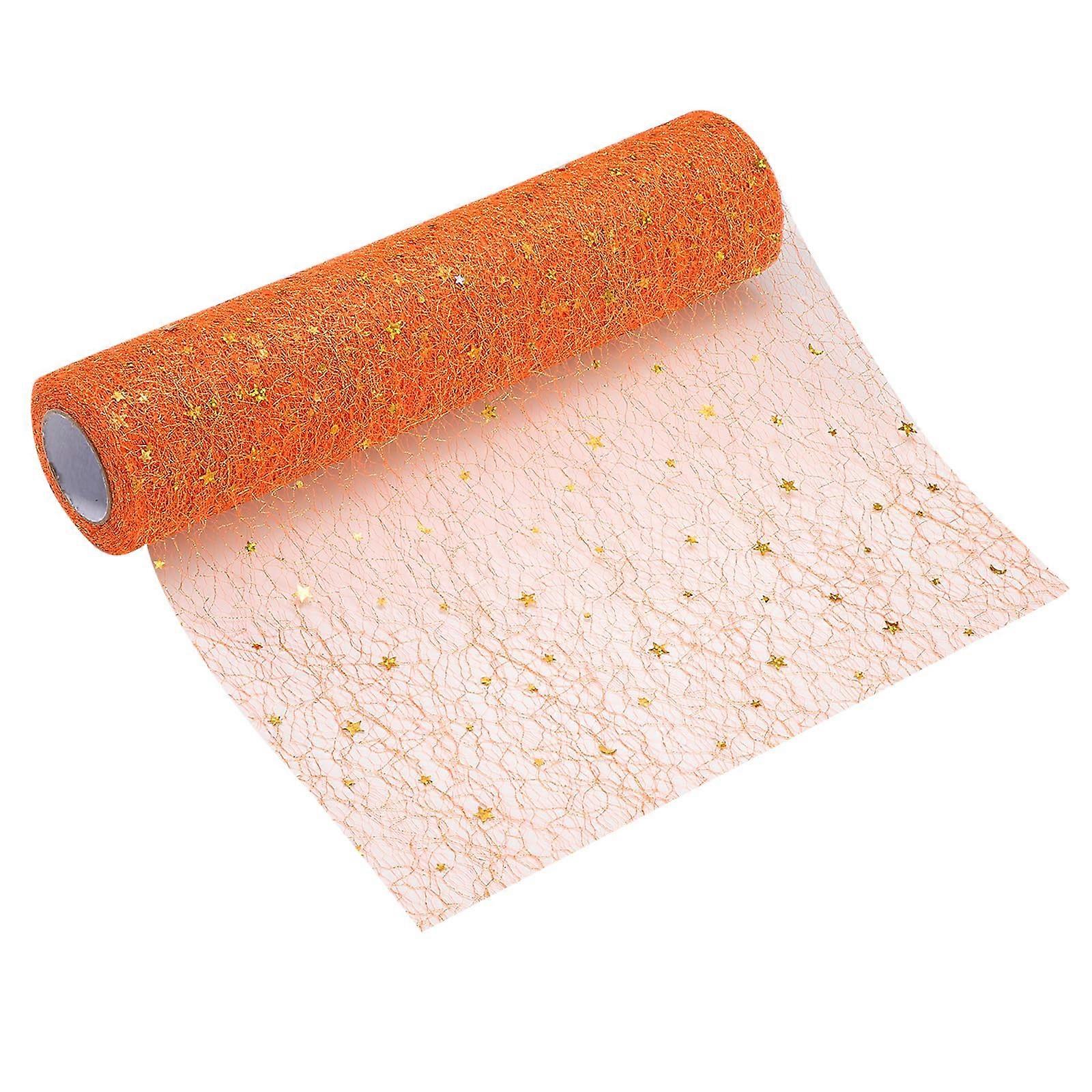 Orange Sequin Metallic Mesh Table Runner 45ft Sparkle Foil Decor for Wedding and Party