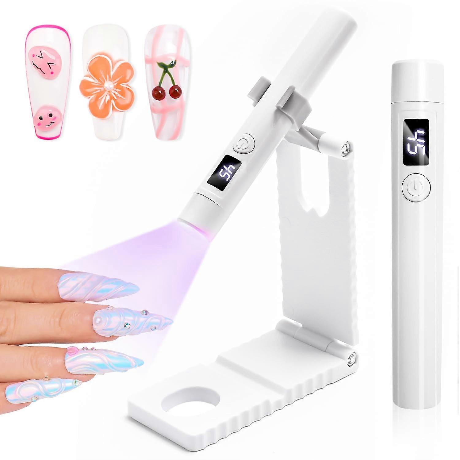 UV LED Nail Lamp with Dual Wavelength, Rechargeable Fast Flash Cure Light, LCD Display for Gel Nails
