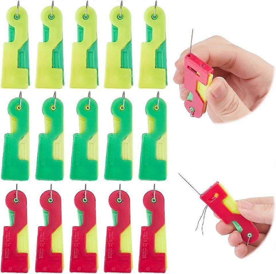 15Pcs Needle Threader Small Needle Eye Threader Tool Automatic Needles Threaders Plastic DIY Hand Sewing Machine Rectangle Threaders for Embroidery St