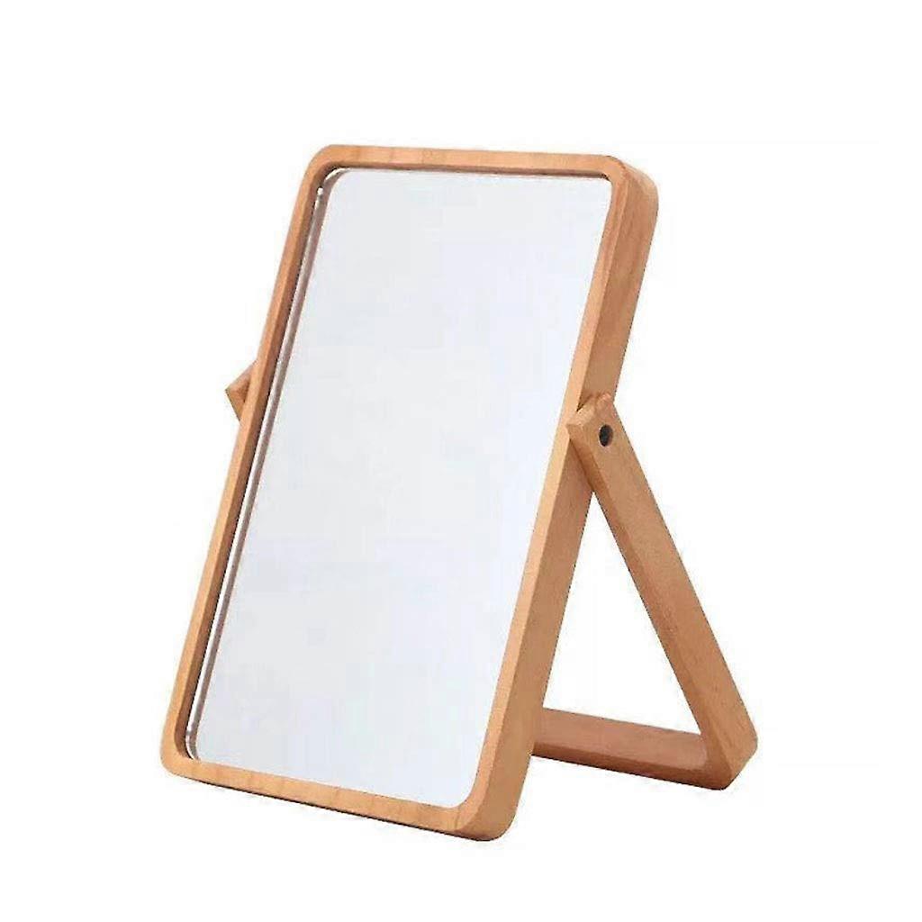 Vanity Mirror with Adjustable Wooden Frame, Foldable Desktop Makeup Mirror for Bedroom