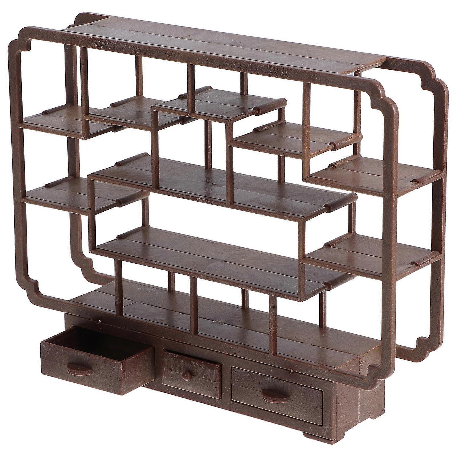 Brown Miniature Dollhouse Plastic Rack for Decor Modern Display Shelf