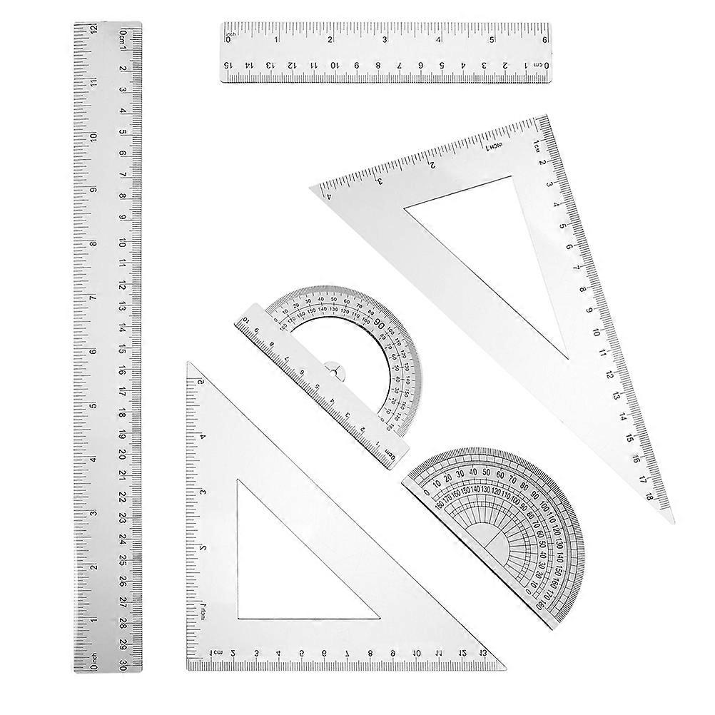 Student Geometry Set for Measuring 18Pcs Transparent Plastic Drafting Tools