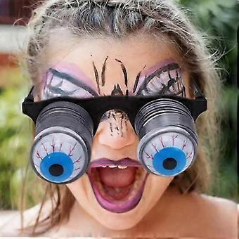 2X Halloween Popping Eyes Dropping Eyeball Glasses Horror Masquerade Scary Eyes Glasses Prank Joke Toy A