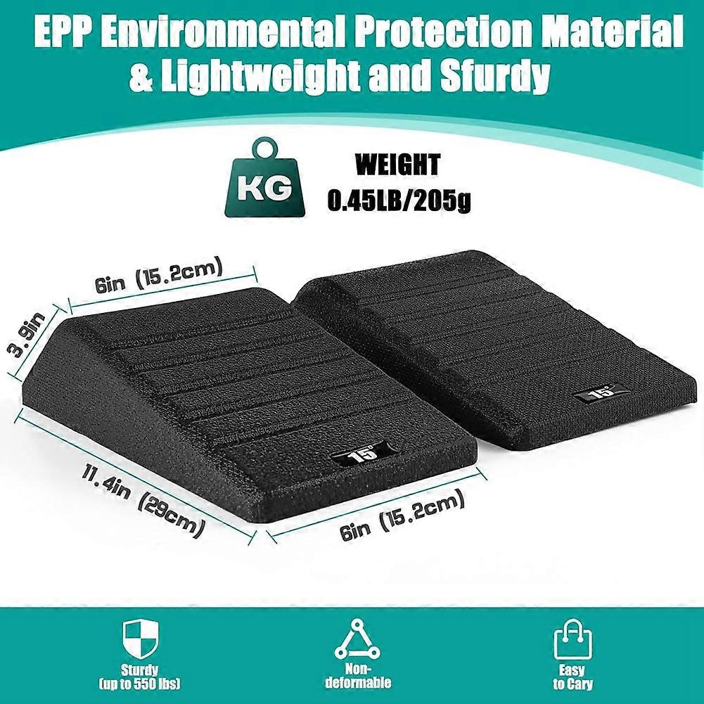2PC Squat Wedge Block Non Slip Professional Ramp Slant Board for Squats Calf Raise Block Yoga Wedge Equipment Black