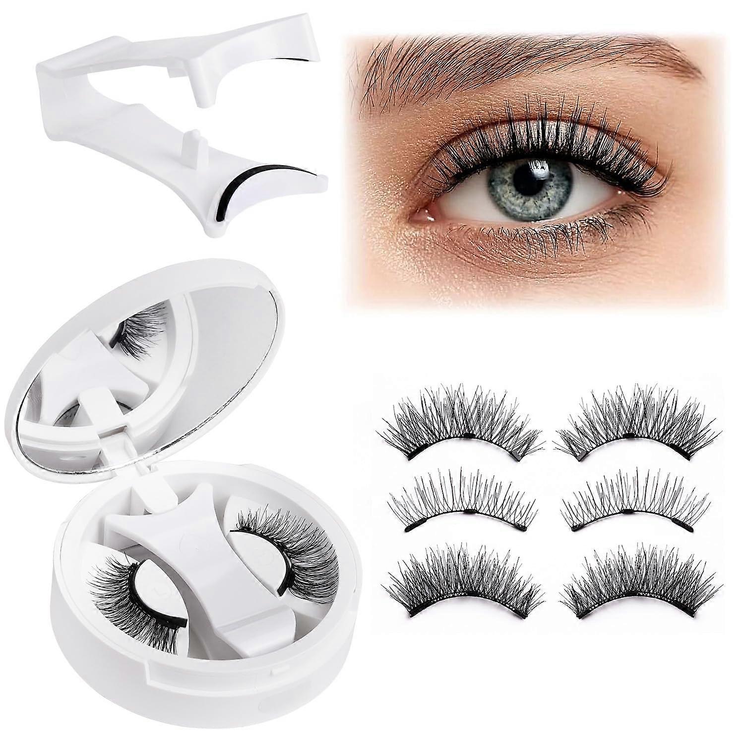 Magnetic Eyelashes with Applicator Kit, Reusable Cat Eye Design, Natural Wispy Lightweight Lashes