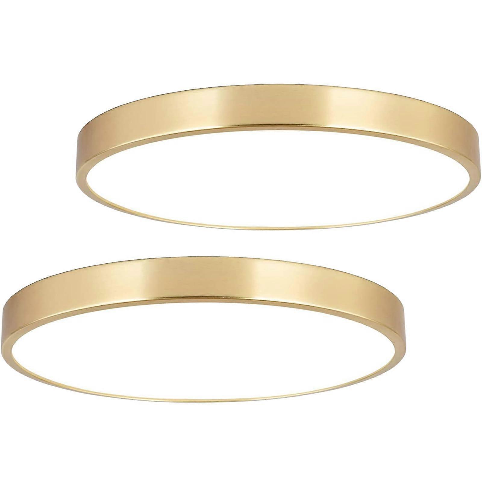 2 Pack 12 Inch Brushed Gold LED Low Profile Flush Mount Ceiling Light