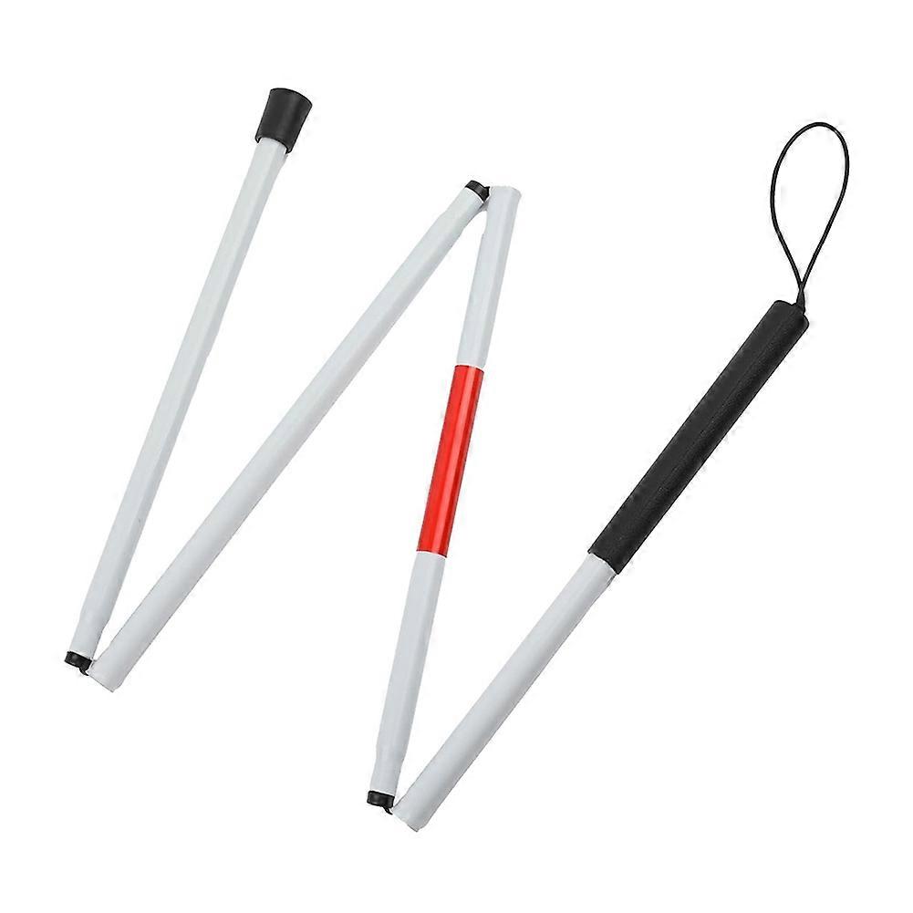 Folding Blind Cane Walking Stick with Red Reflective Tape